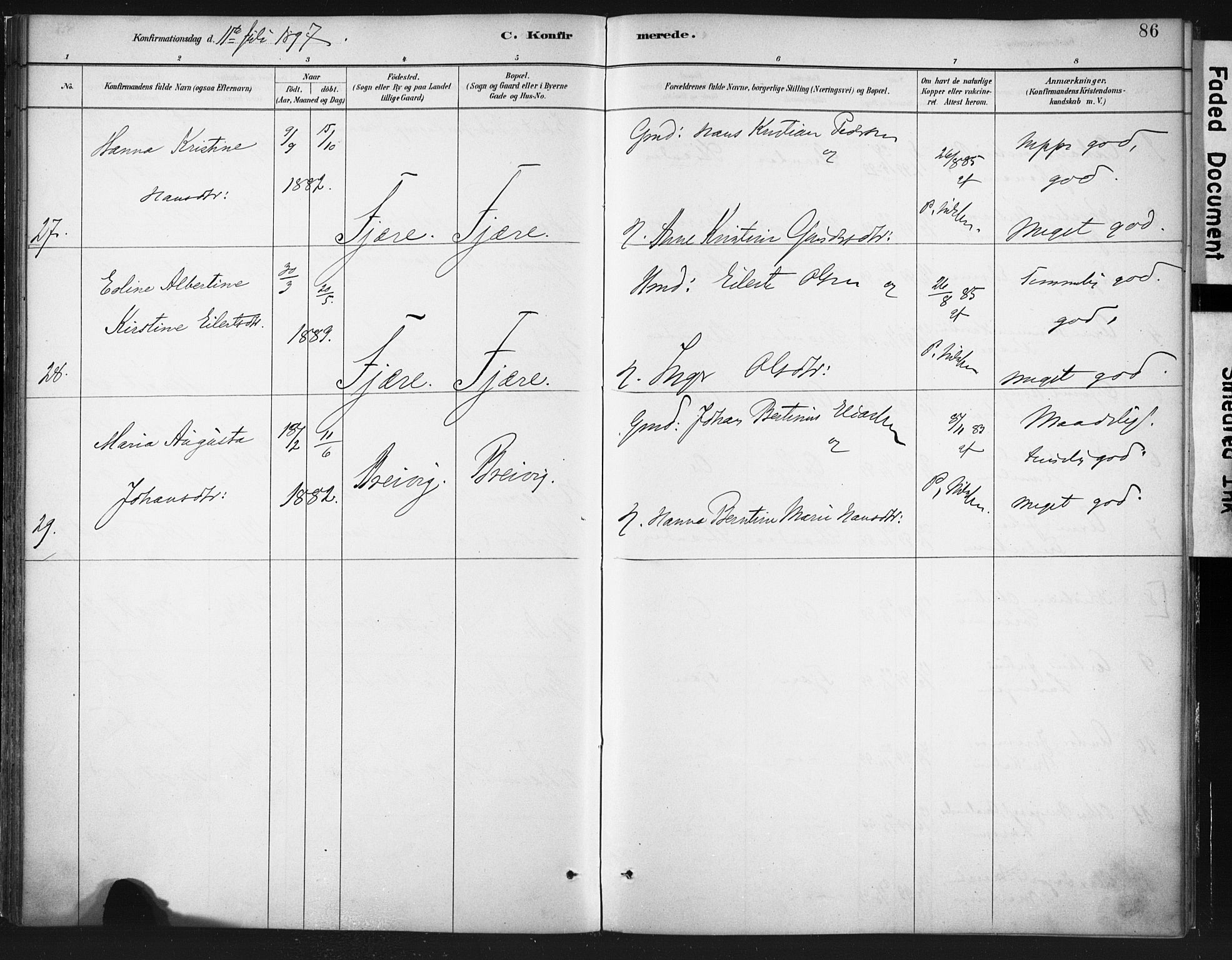 Ministerialprotokoller, klokkerbøker og fødselsregistre - Nordland, AV/SAT-A-1459/803/L0071: Parish register (official) no. 803A01, 1881-1897, p. 86