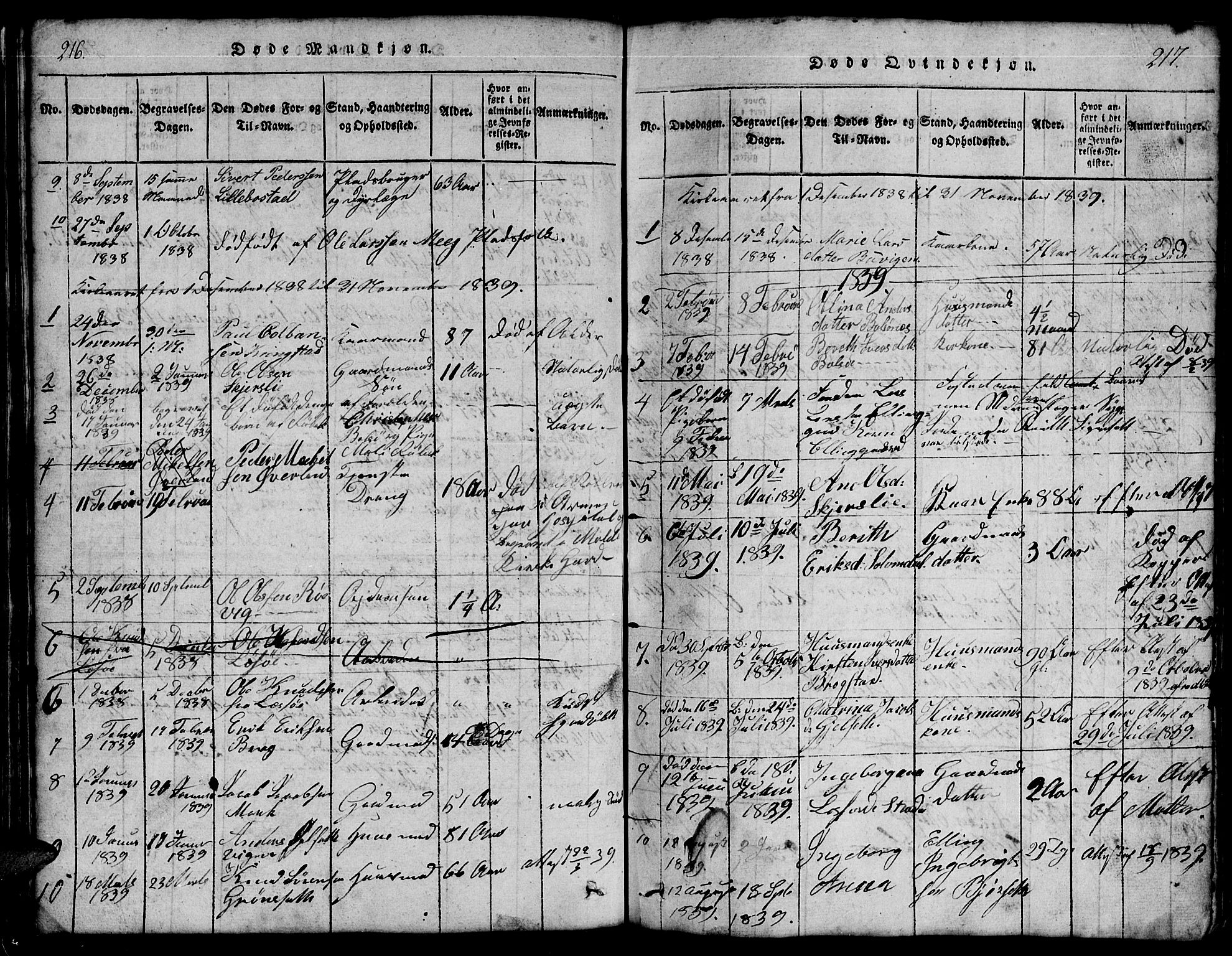 Ministerialprotokoller, klokkerbøker og fødselsregistre - Møre og Romsdal, SAT/A-1454/555/L0665: Parish register (copy) no. 555C01, 1818-1868, p. 216-217