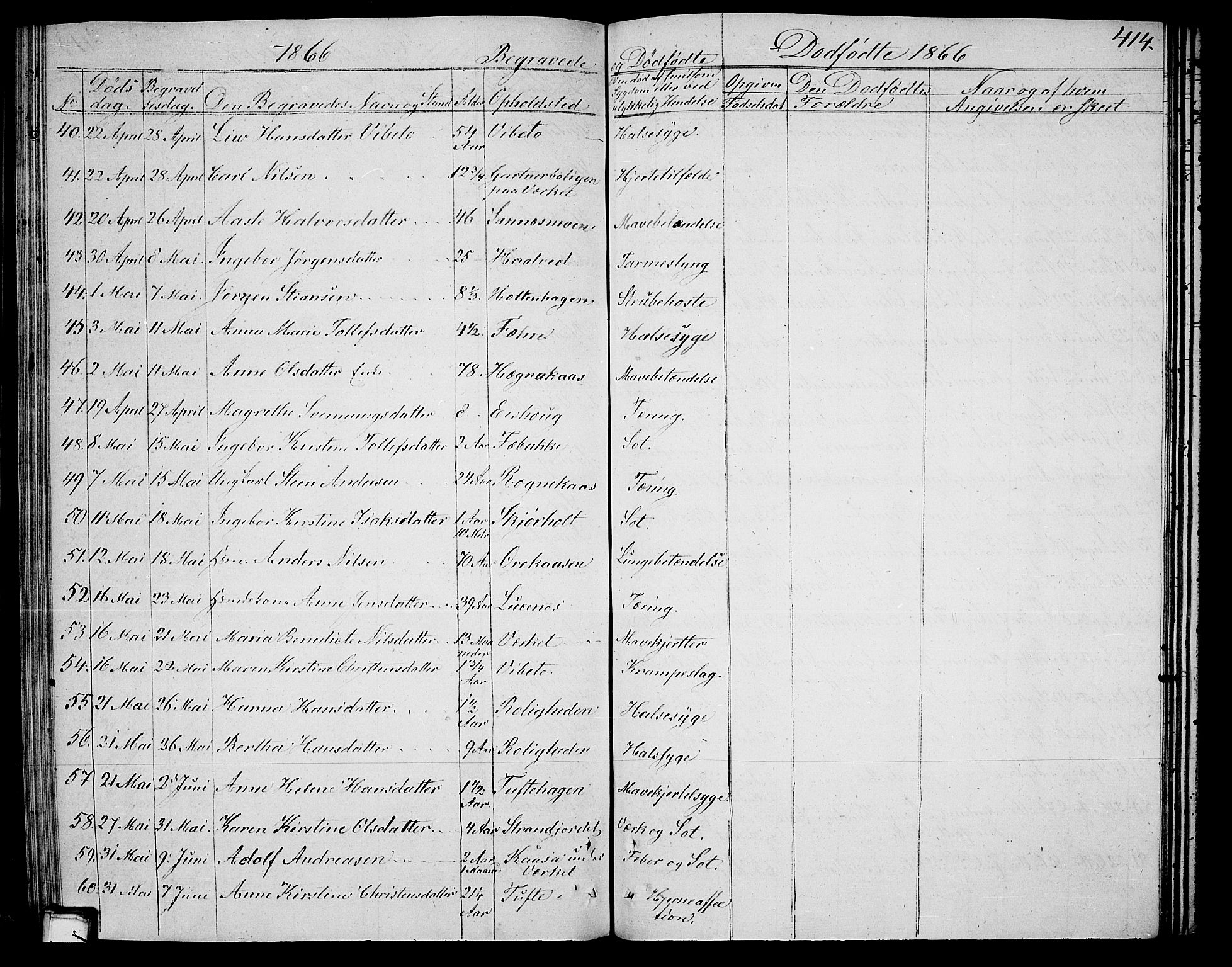 Holla kirkebøker, SAKO/A-272/G/Ga/L0003: Parish register (copy) no. I 3, 1849-1866, p. 414