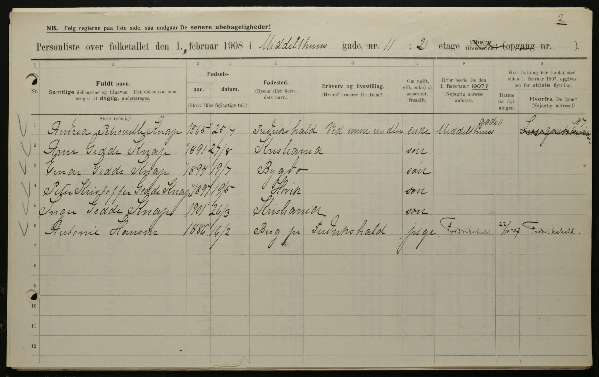 OBA, Municipal Census 1908 for Kristiania, 1908, p. 58571