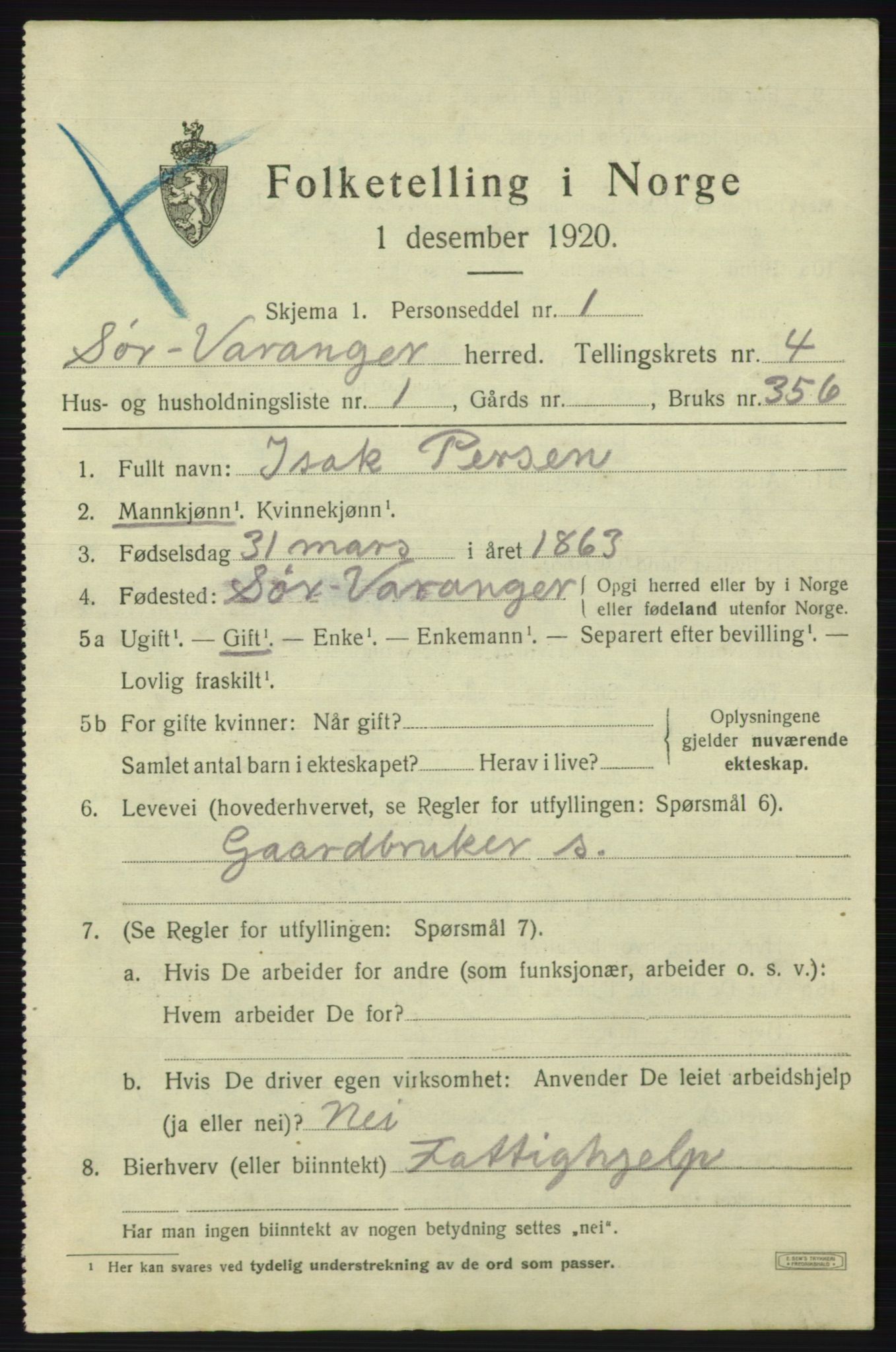 SATØ, 1920 census for Sør-Varanger, 1920, p. 2929