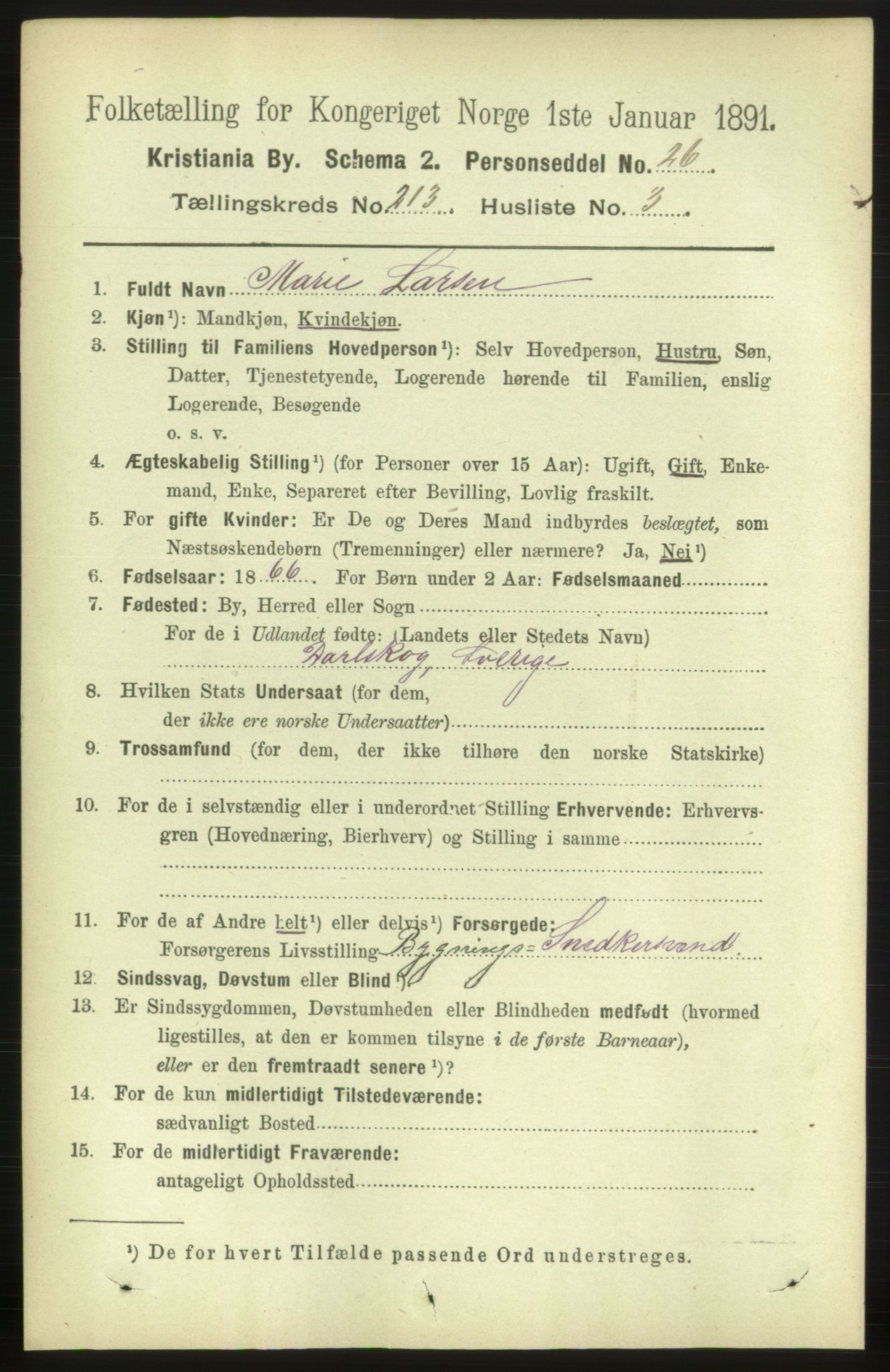 RA, 1891 census for 0301 Kristiania, 1891, p. 127099