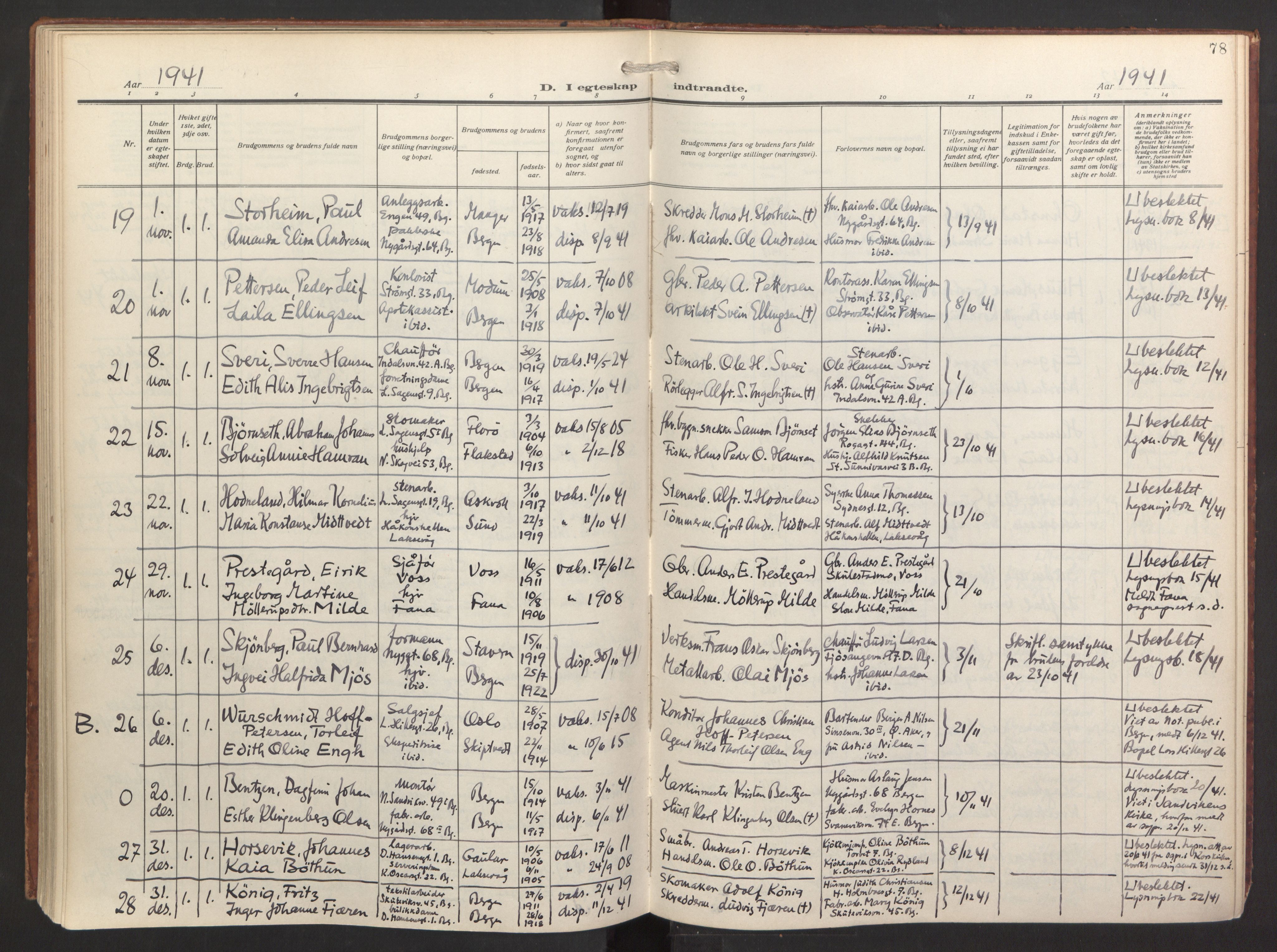 St. Jacob sokneprestembete, AV/SAB-A-78001/H/Haa/L0005: Parish register (official) no. C 1, 1917-1951, p. 78