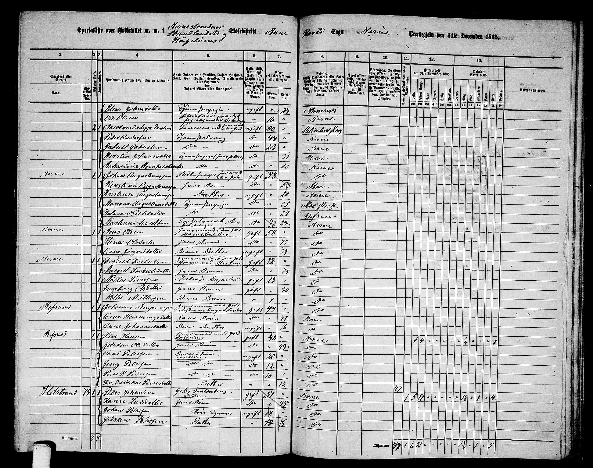 RA, 1865 census for Nesna, 1865, p. 131