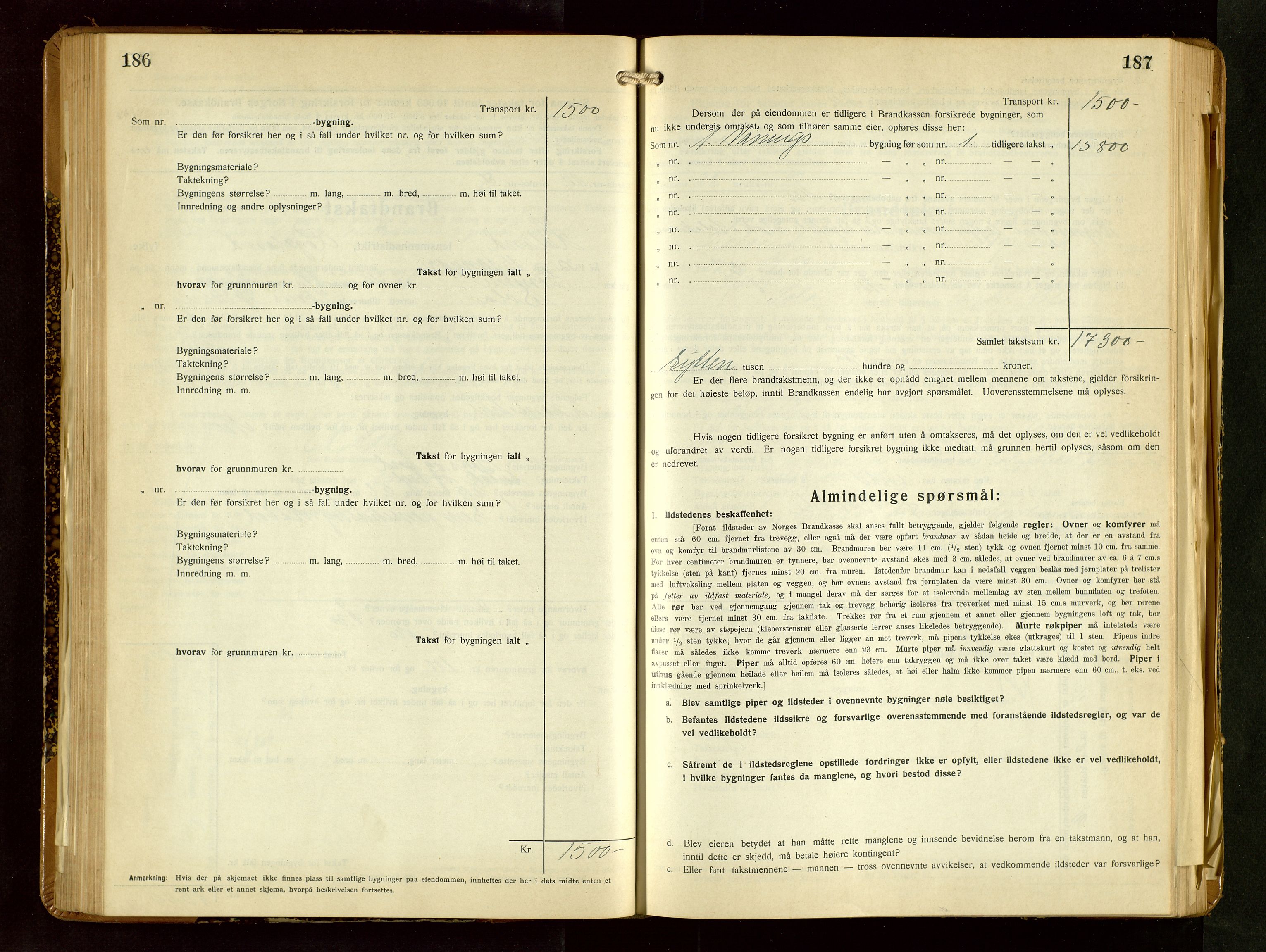 Håland lensmannskontor, AV/SAST-A-100100/Gob/L0009: Branntakstprotokoll - skjematakst. Register i boken., 1930-1933, p. 186-187