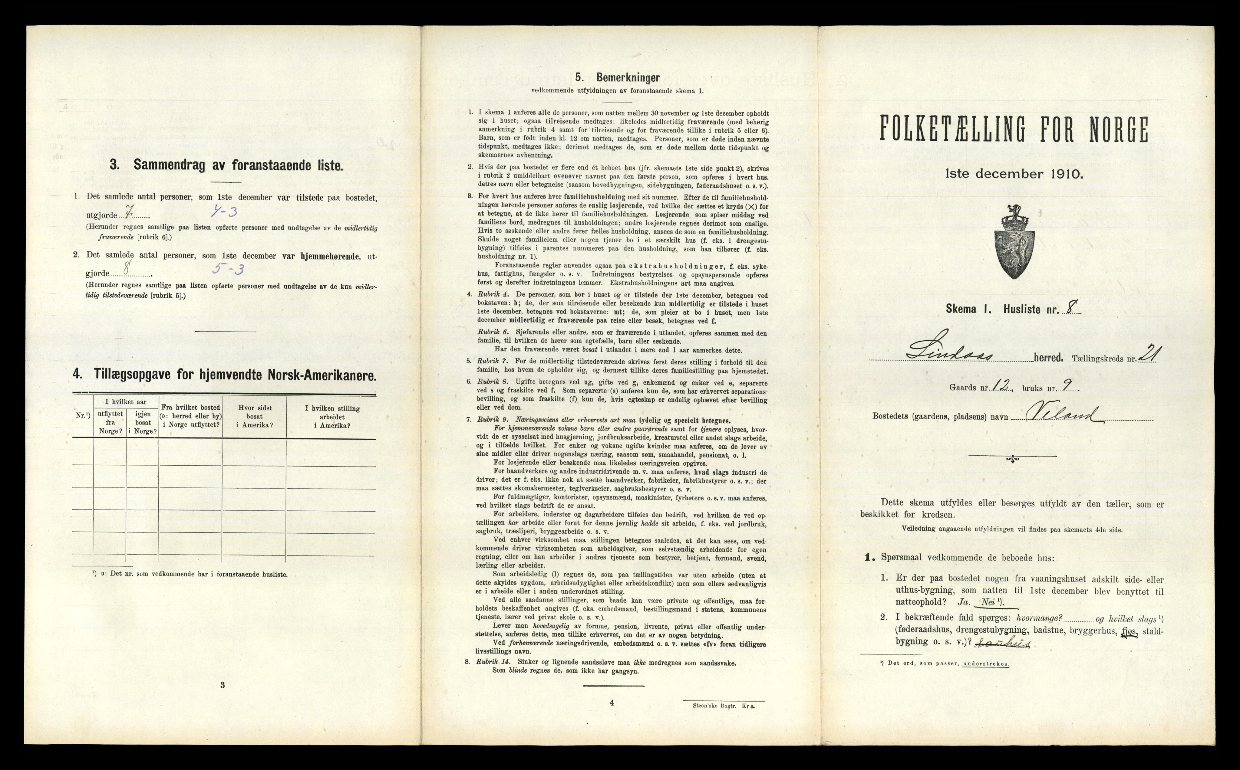 RA, 1910 census for Lindås, 1910, p. 1326