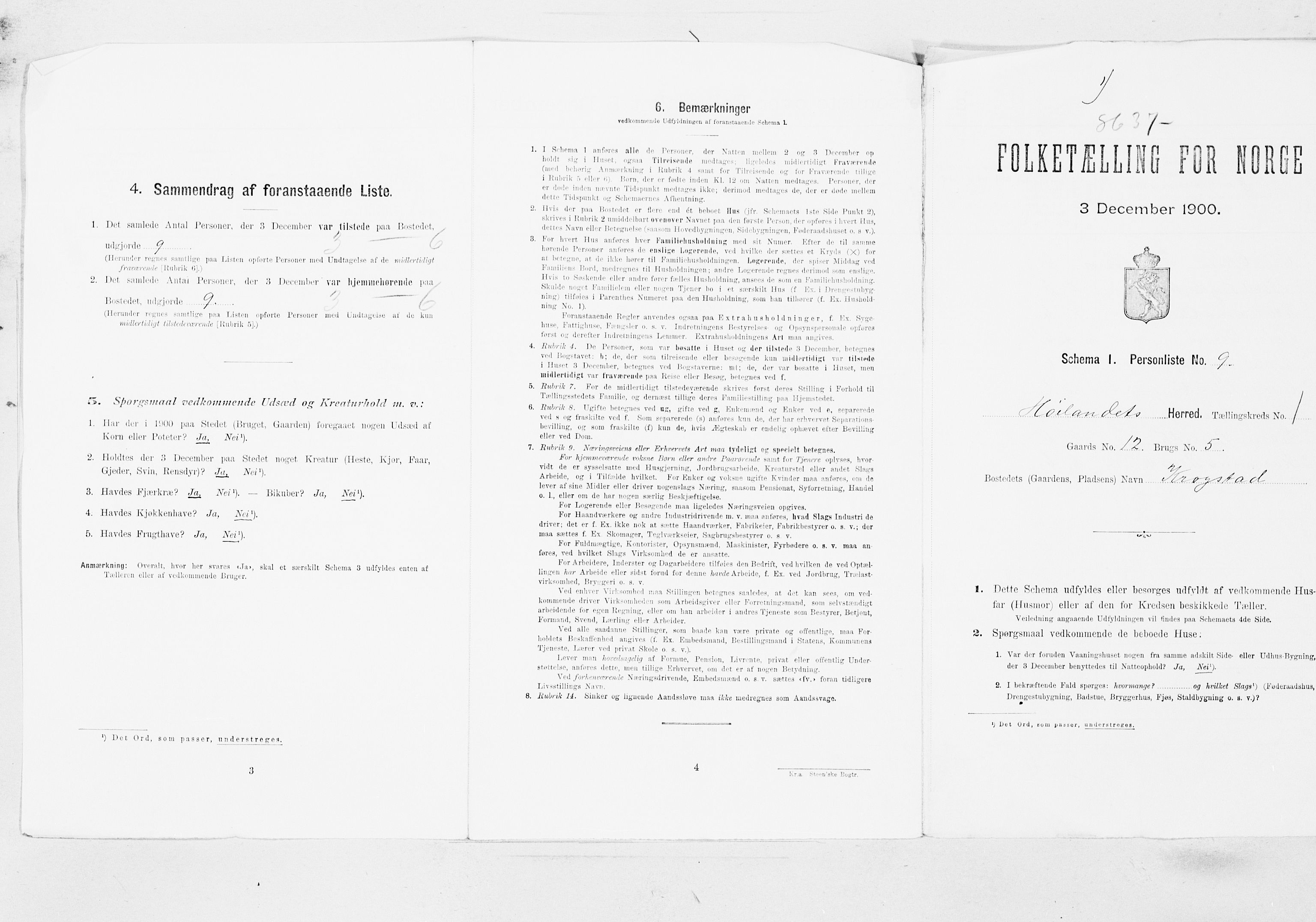 SAT, 1900 census for Hølonda, 1900, p. 8