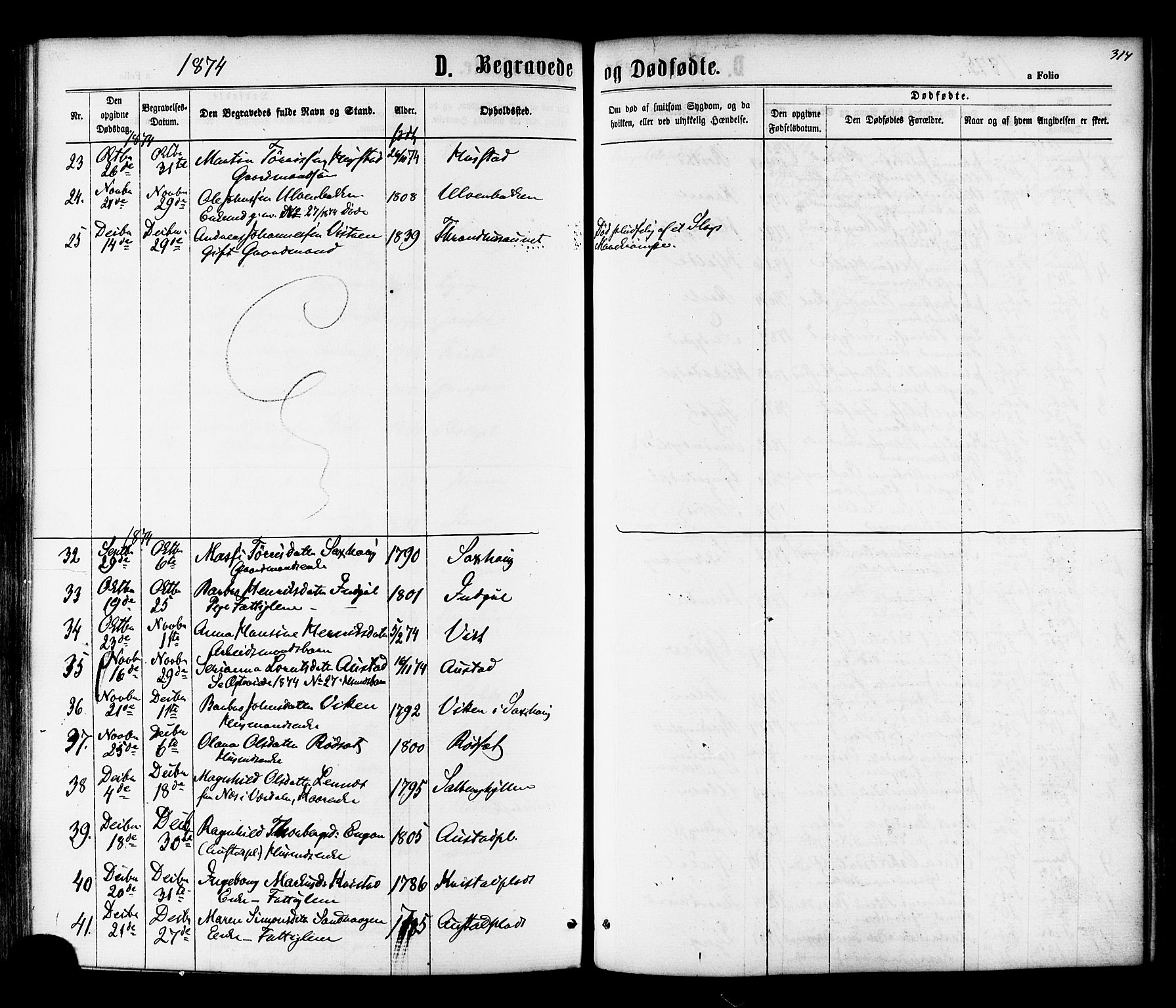 Ministerialprotokoller, klokkerbøker og fødselsregistre - Nord-Trøndelag, SAT/A-1458/730/L0284: Parish register (official) no. 730A09, 1866-1878, p. 314