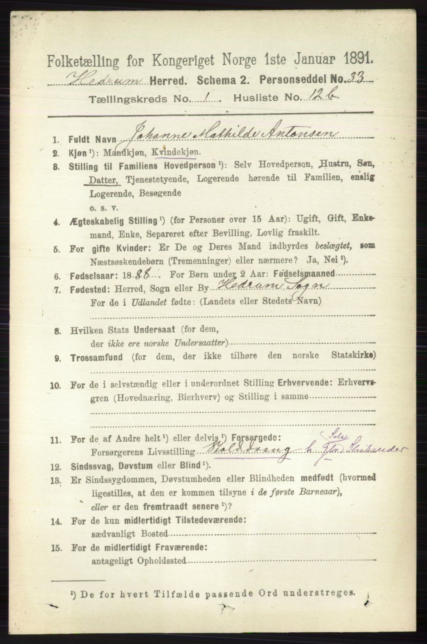 RA, 1891 census for 0727 Hedrum, 1891, p. 271