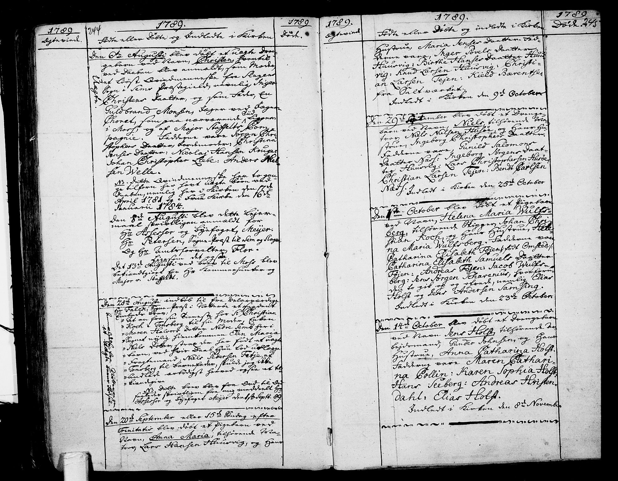 Tønsberg kirkebøker, AV/SAKO-A-330/F/Fb/L0001: Parish register (official) no. II 1, 1690-1796, p. 244-245