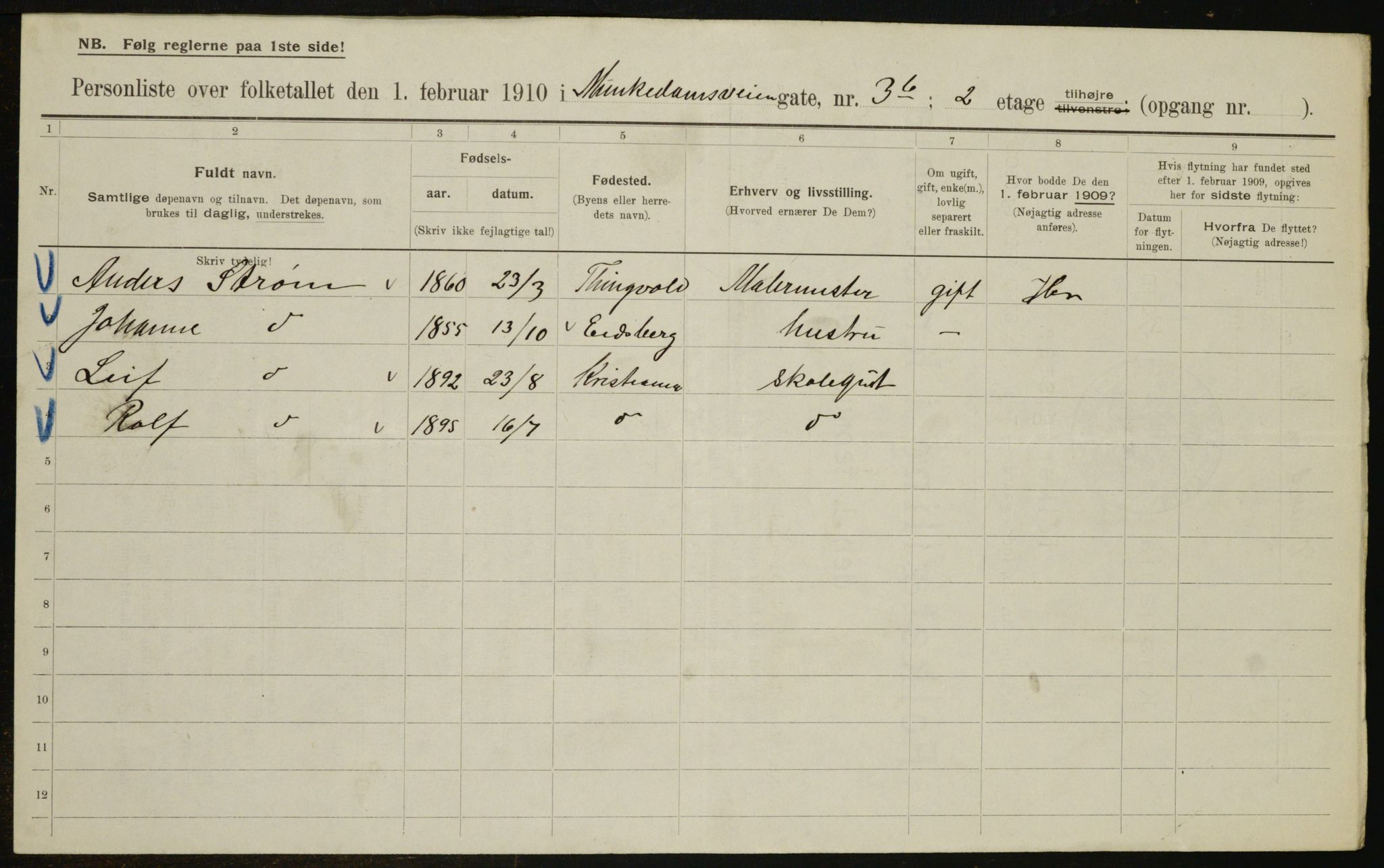 OBA, Municipal Census 1910 for Kristiania, 1910, p. 64532