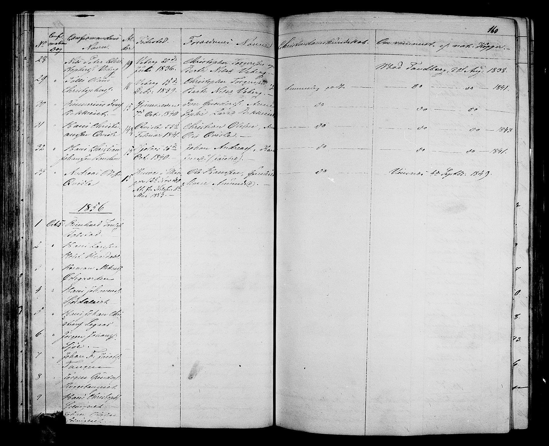 Sande Kirkebøker, AV/SAKO-A-53/G/Ga/L0002: Parish register (copy) no. 2, 1847-1863, p. 160