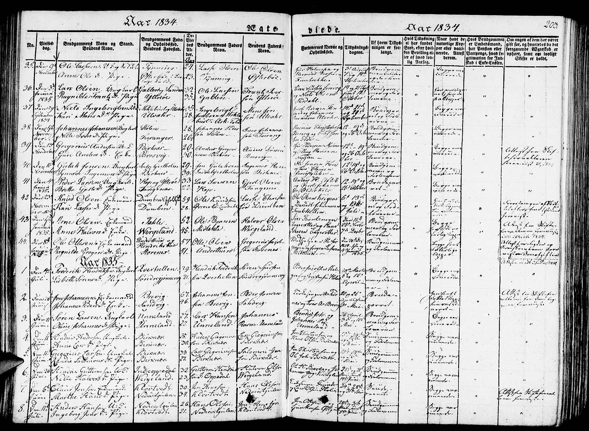 Gulen sokneprestembete, SAB/A-80201/H/Haa/Haaa/L0019: Parish register (official) no. A 19, 1826-1836, p. 203