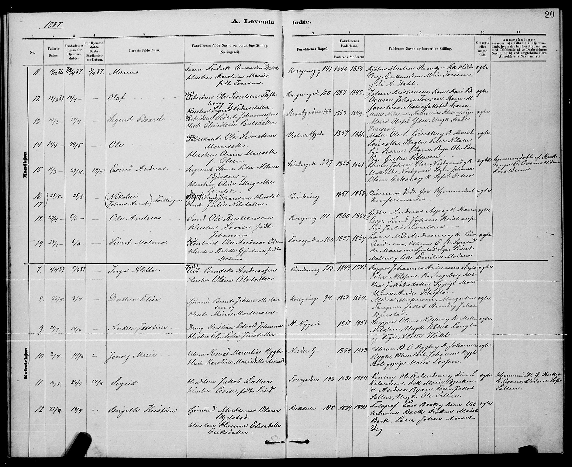 Ministerialprotokoller, klokkerbøker og fødselsregistre - Nord-Trøndelag, AV/SAT-A-1458/739/L0374: Parish register (copy) no. 739C02, 1883-1898, p. 20