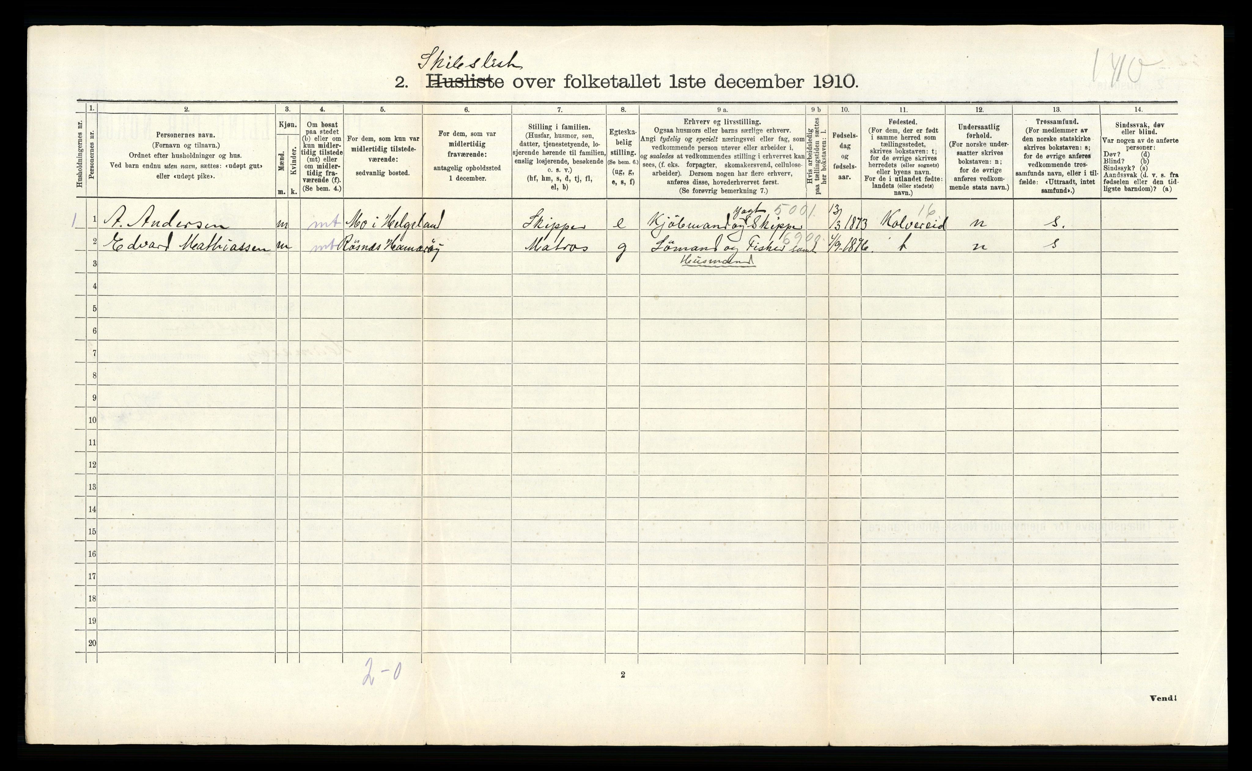 RA, 1910 census for Hamarøy, 1910, p. 305