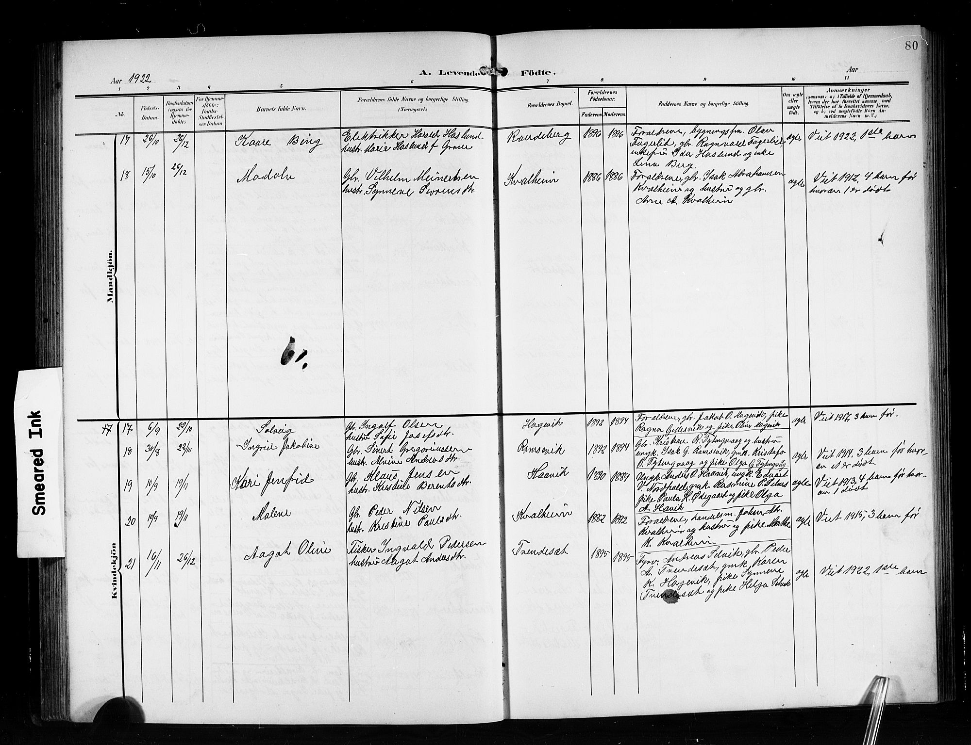 Vågsøy sokneprestembete, AV/SAB-A-81601/H/Hab: Parish register (copy) no. A 1, 1905-1926, p. 80