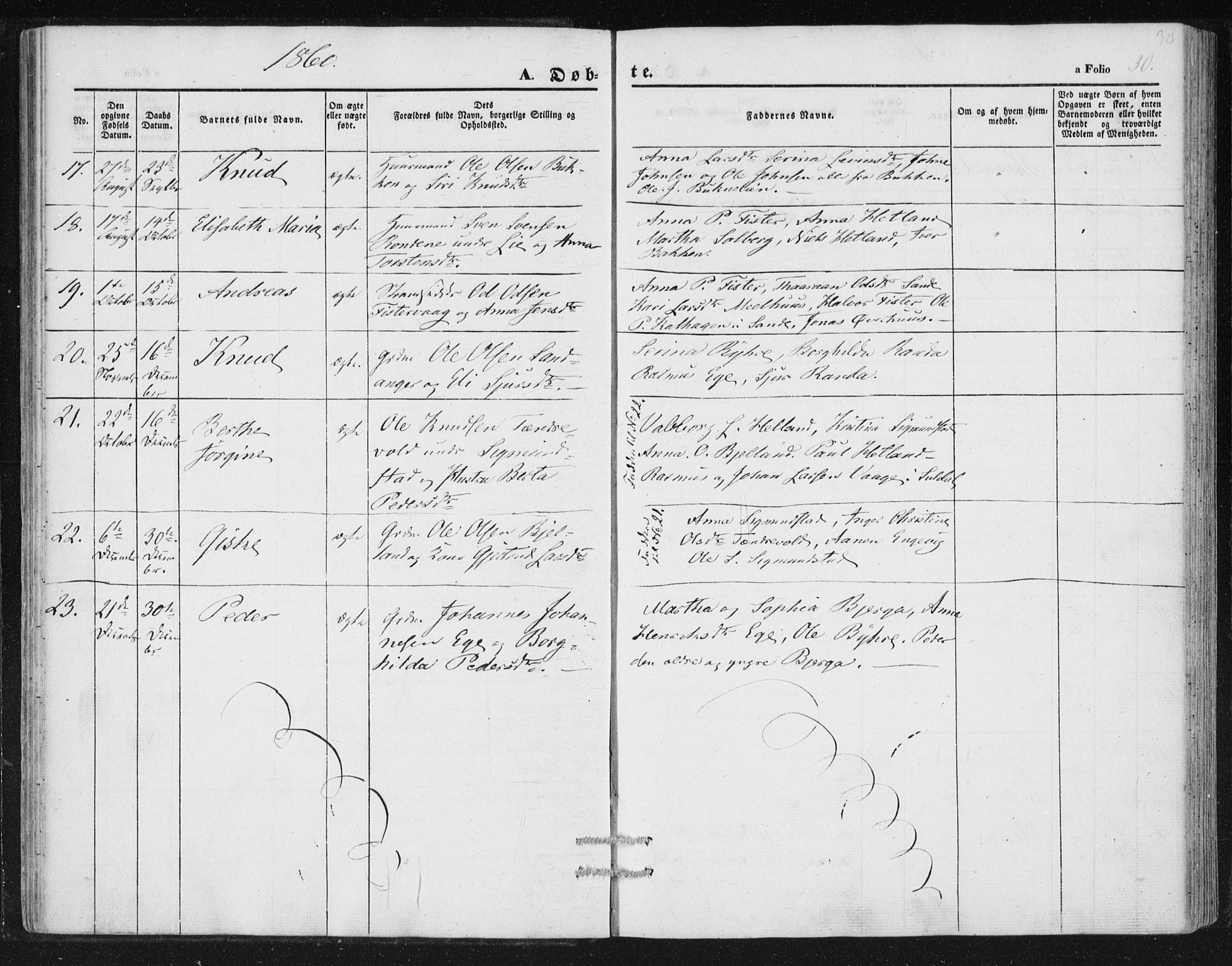 Hjelmeland sokneprestkontor, AV/SAST-A-101843/01/IV/L0010: Parish register (official) no. A 10, 1851-1871, p. 30