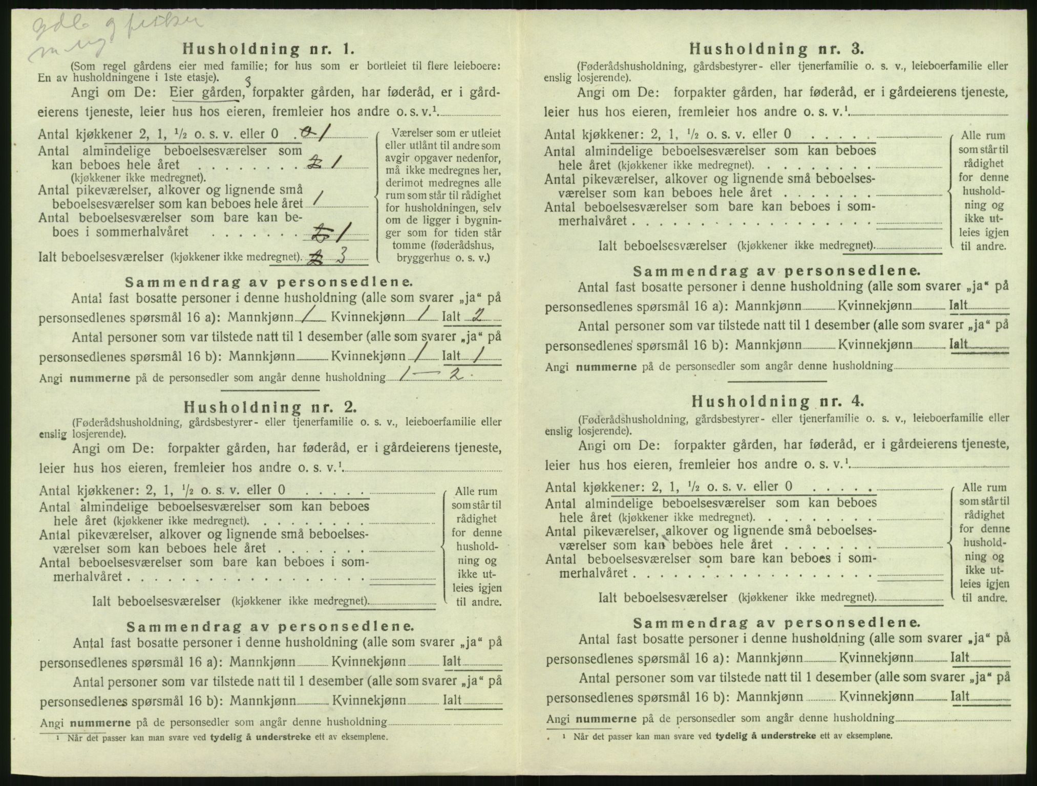 SAT, 1920 census for Sande (MR), 1920, p. 707