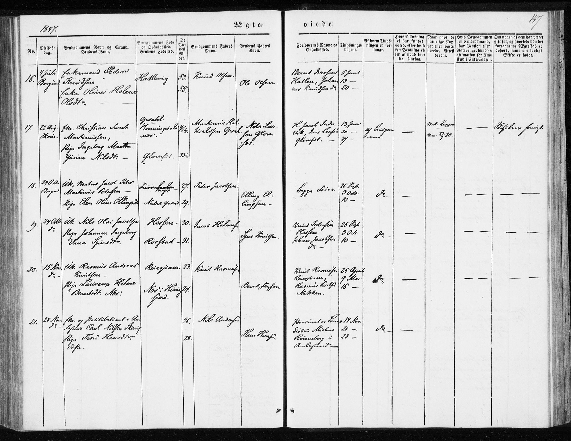 Ministerialprotokoller, klokkerbøker og fødselsregistre - Møre og Romsdal, AV/SAT-A-1454/528/L0415: Curate's parish register no. 528B03, 1843-1852, p. 147