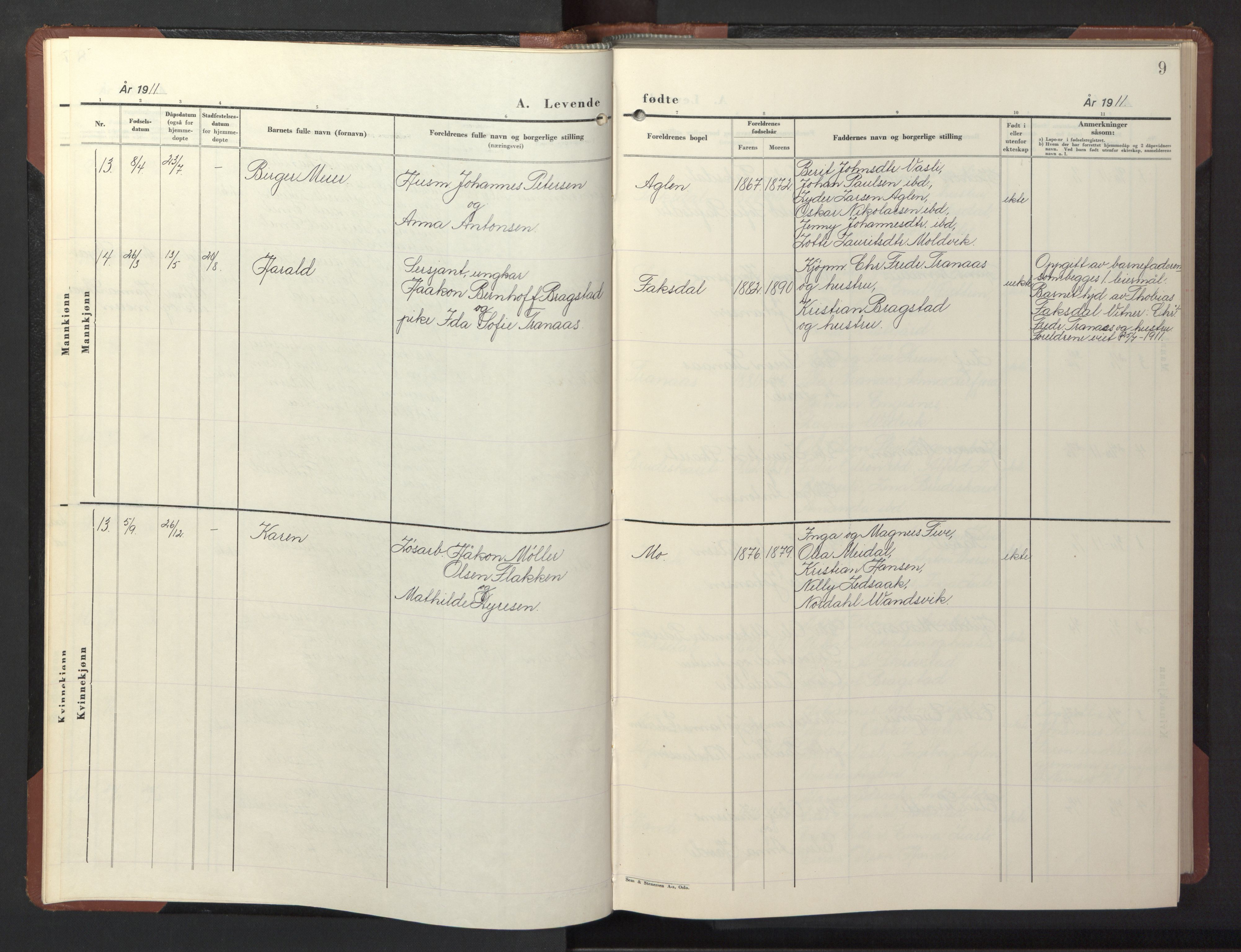 Ministerialprotokoller, klokkerbøker og fødselsregistre - Nord-Trøndelag, SAT/A-1458/773/L0625: Parish register (copy) no. 773C01, 1910-1952, p. 9