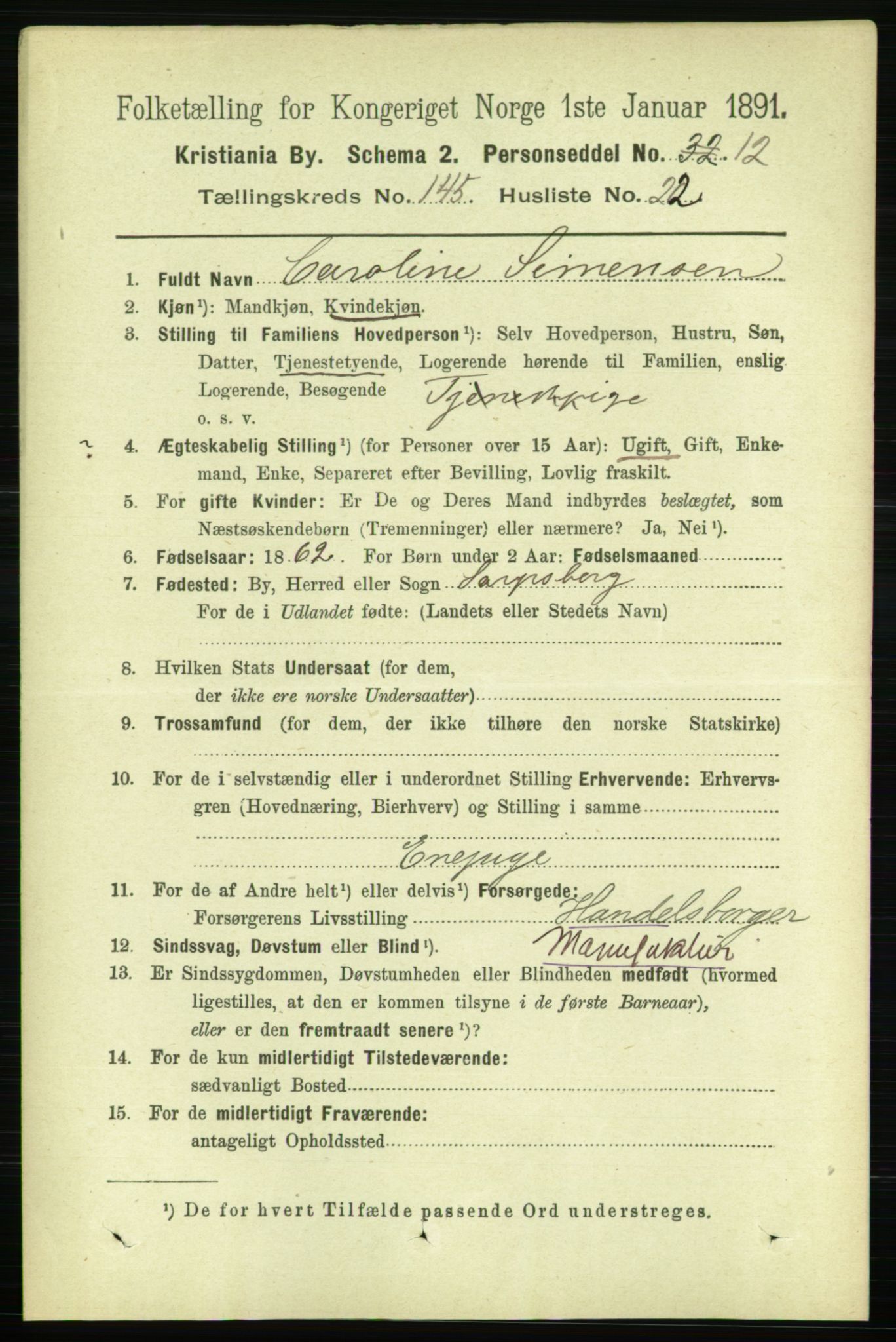 RA, 1891 census for 0301 Kristiania, 1891, p. 80018