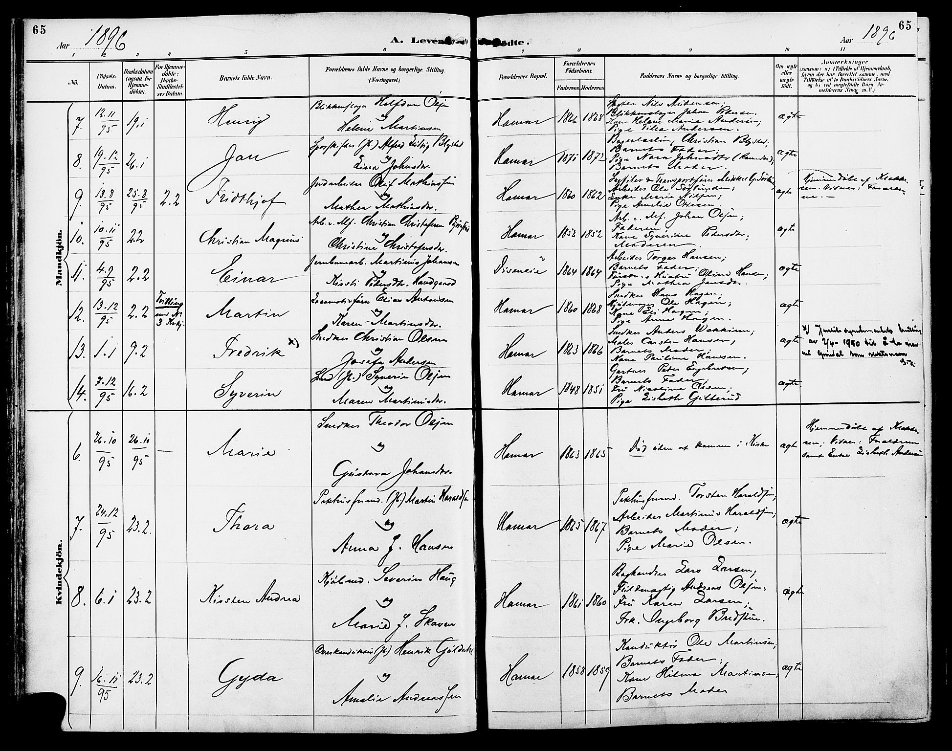Vang prestekontor, Hedmark, SAH/PREST-008/H/Ha/Haa/L0017: Parish register (official) no. 17, 1890-1899, p. 65