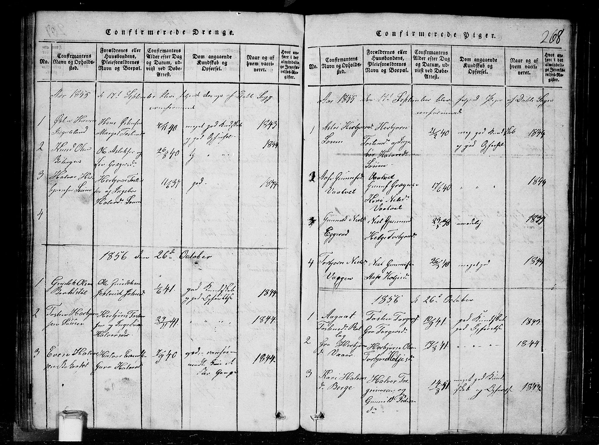 Tinn kirkebøker, SAKO/A-308/G/Gc/L0001: Parish register (copy) no. III 1, 1815-1879, p. 268