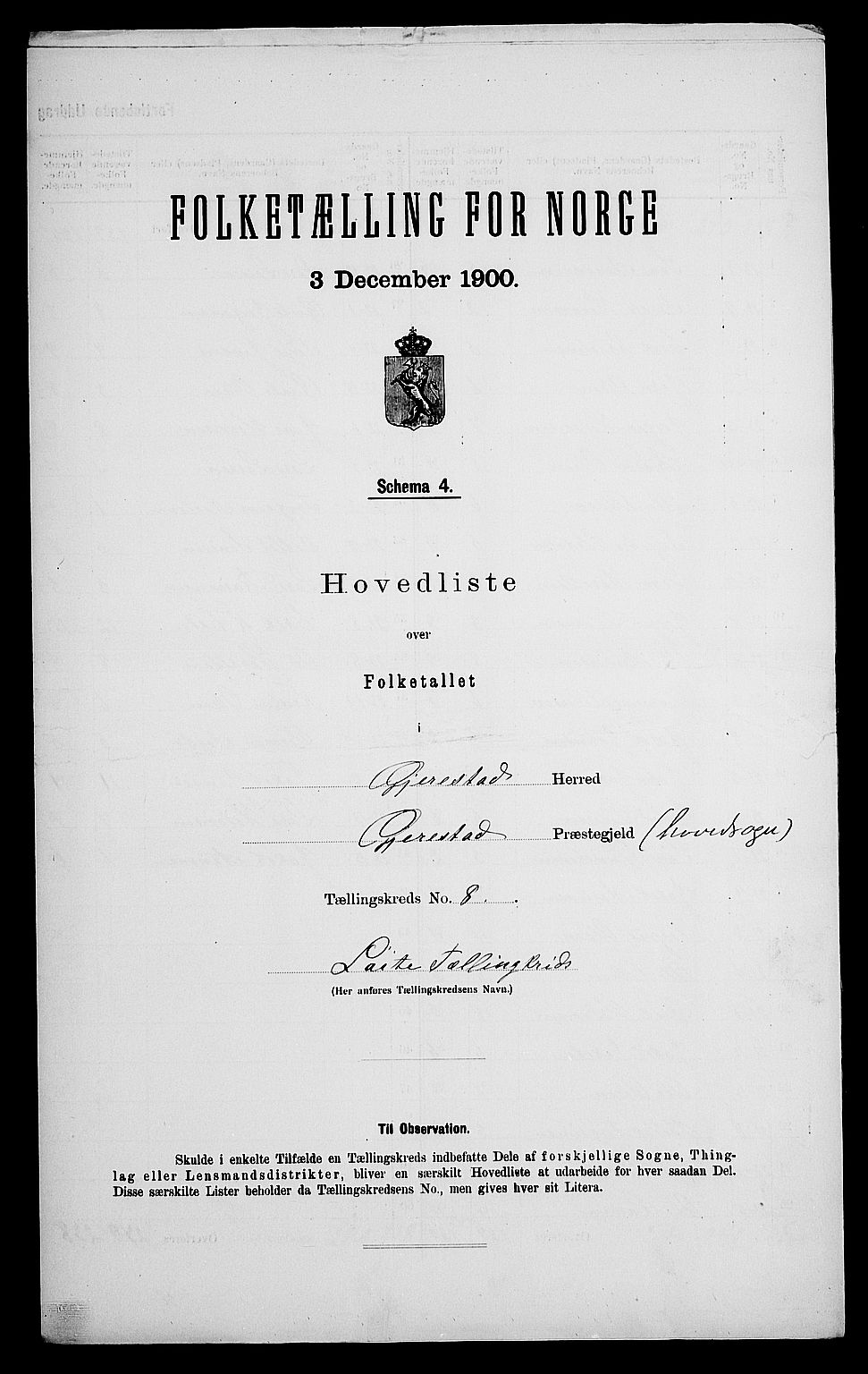 SAK, 1900 census for Gjerstad, 1900, p. 35