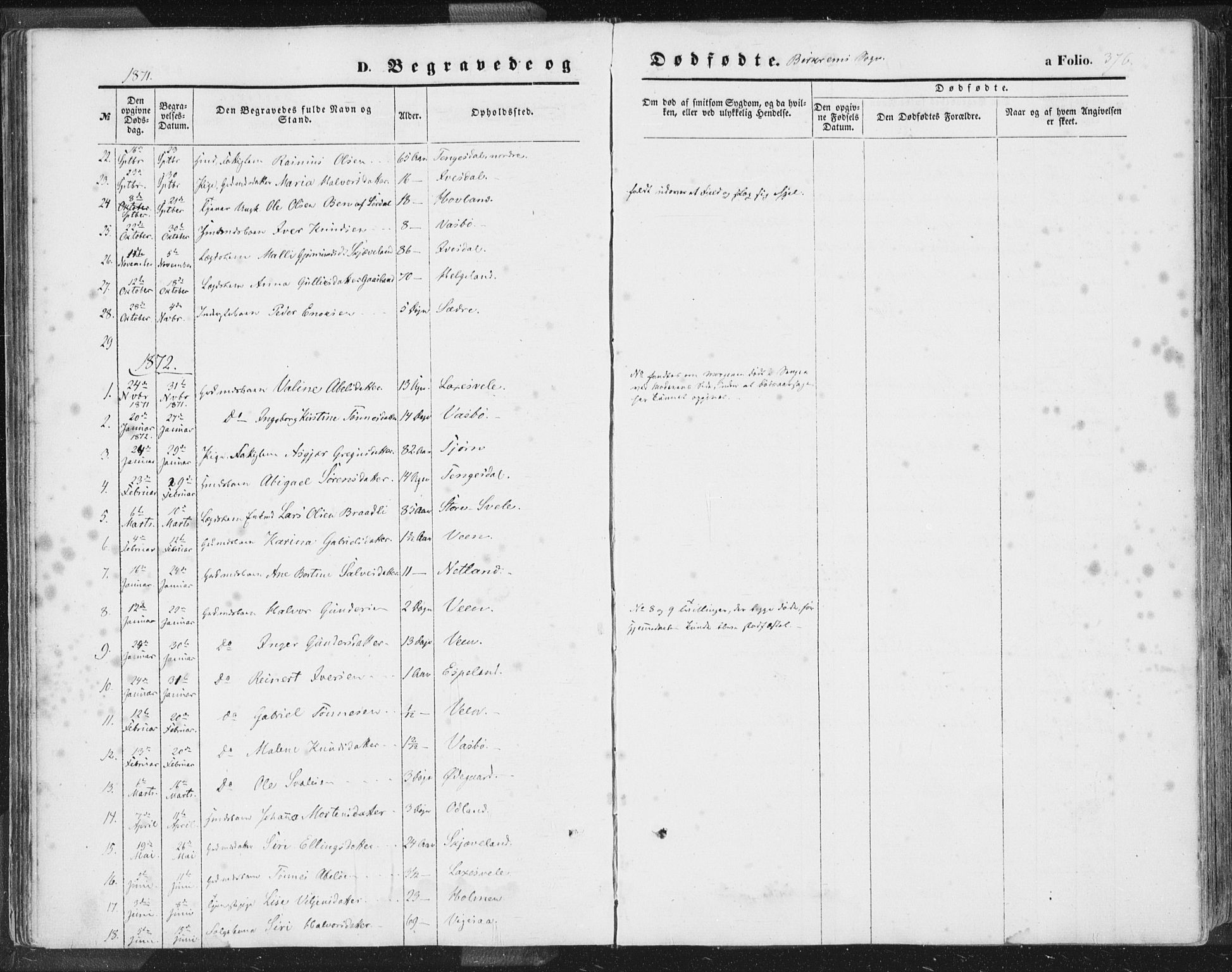 Helleland sokneprestkontor, AV/SAST-A-101810: Parish register (official) no. A 7.2, 1863-1886, p. 376