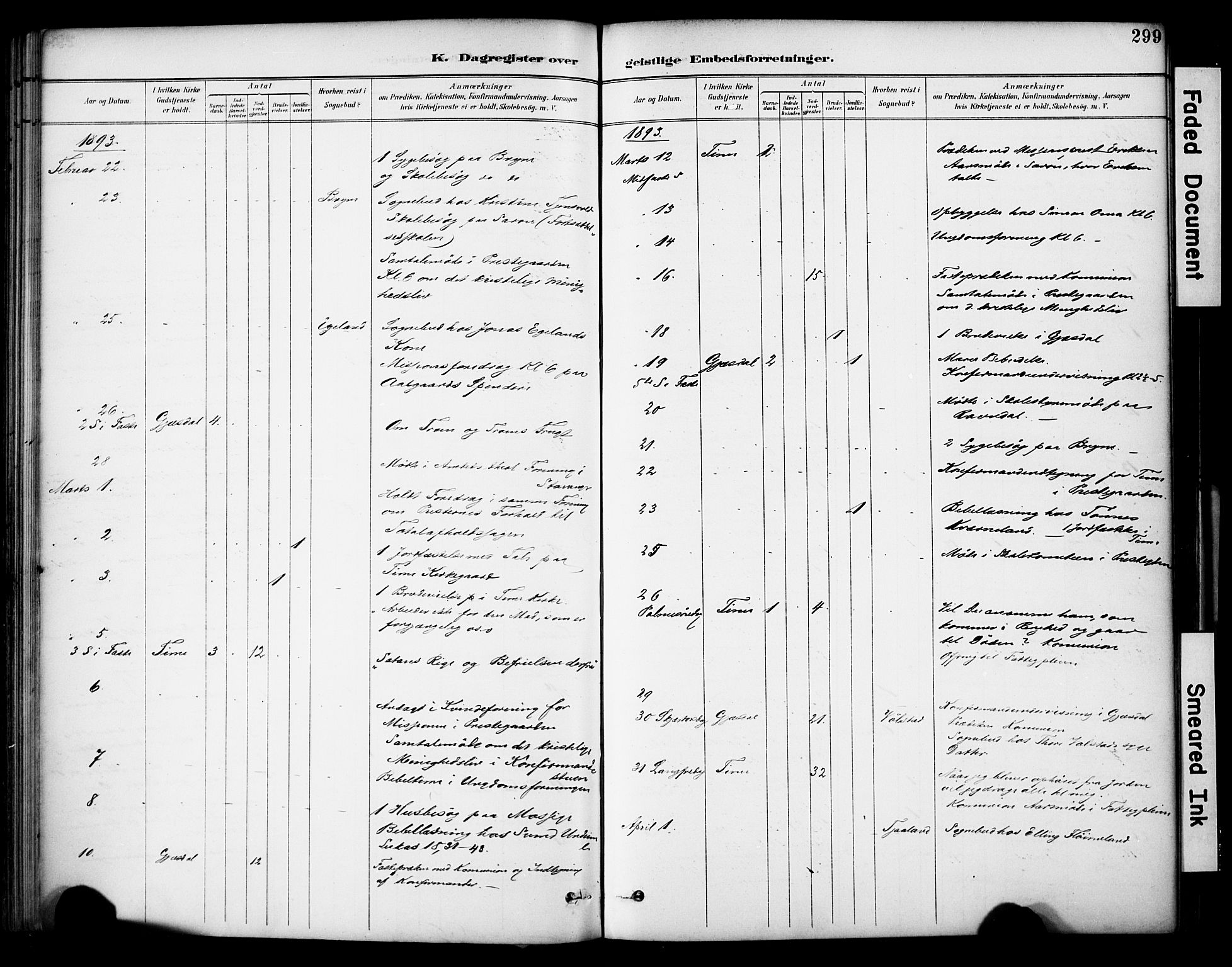 Lye sokneprestkontor, AV/SAST-A-101794/001/30BA/L0011: Parish register (official) no. A 9, 1893-1903, p. 299