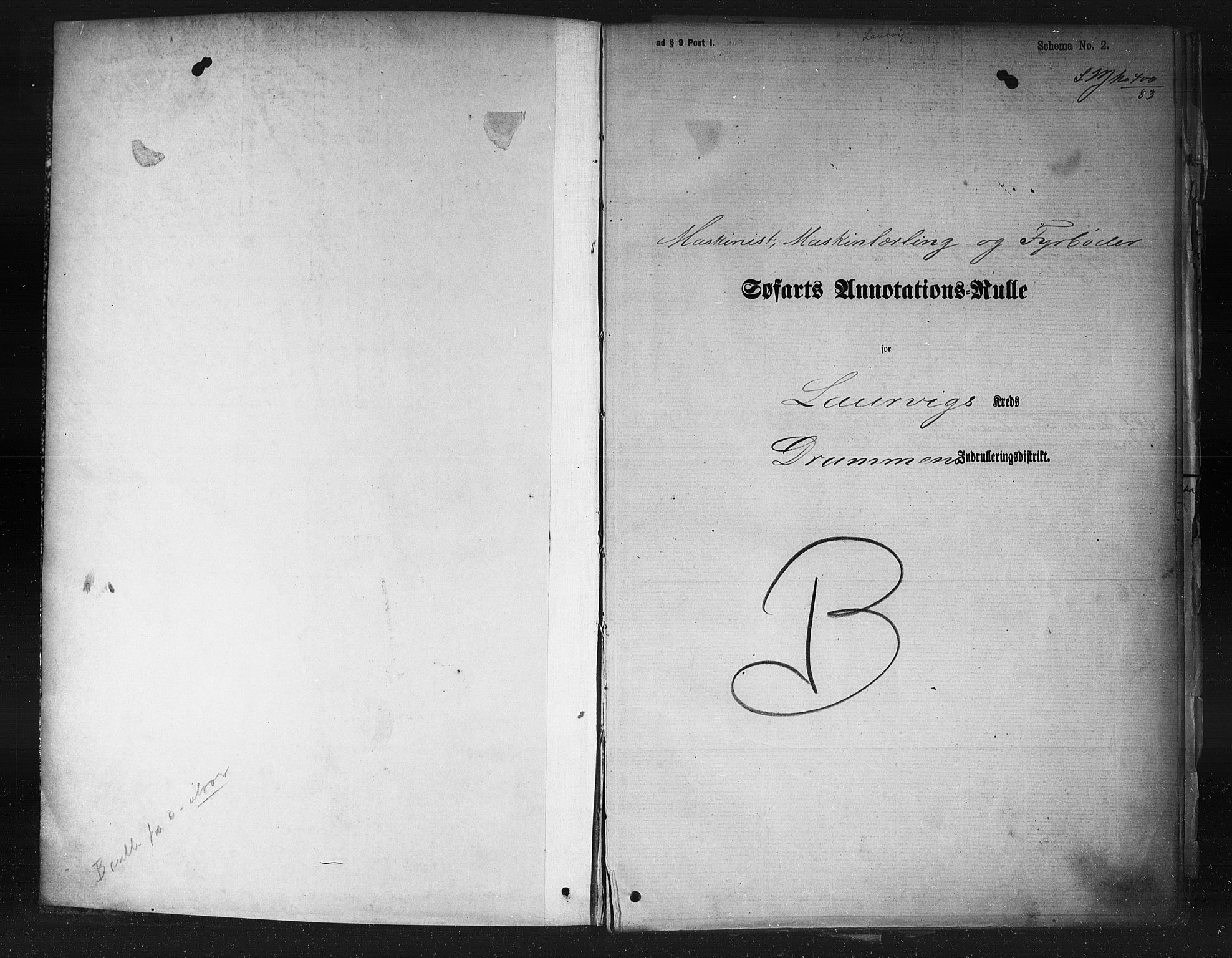 Larvik innrulleringskontor, SAKO/A-787/F/Fd/L0001: Maskinist- maskinlærling- og fyrbøter- annotasjonsrulle, 1883, p. 2