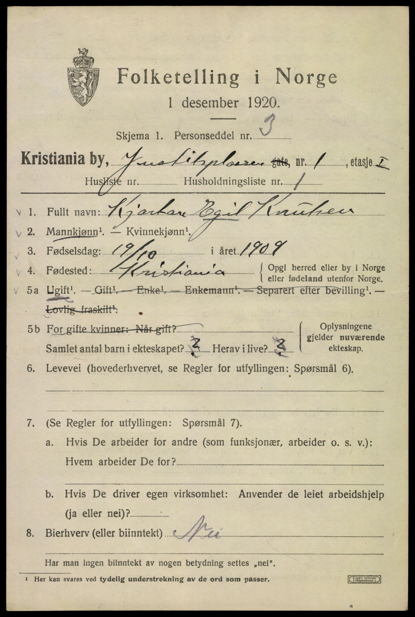 SAO, 1920 census for Kristiania, 1920, p. 325637