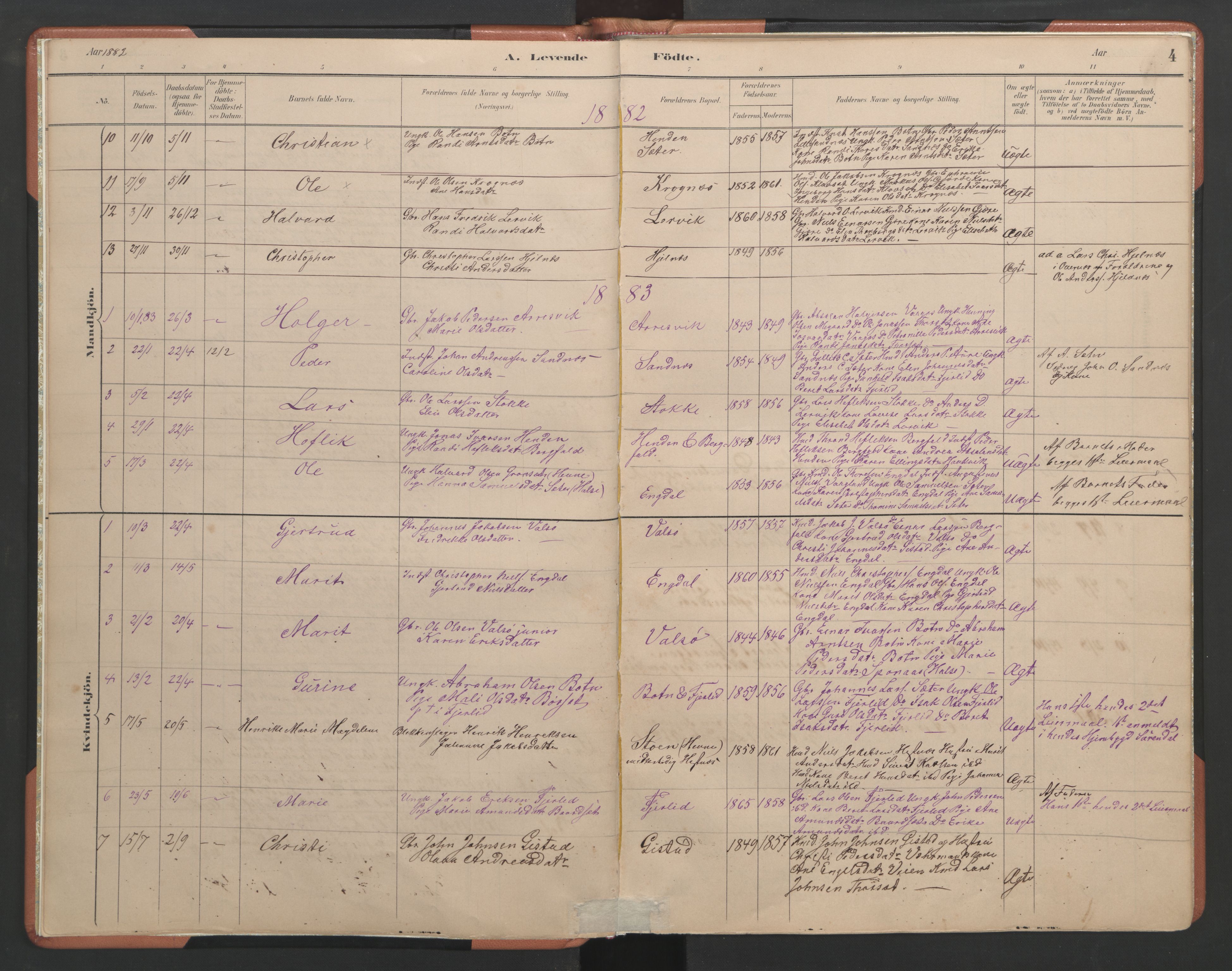 Ministerialprotokoller, klokkerbøker og fødselsregistre - Møre og Romsdal, AV/SAT-A-1454/580/L0926: Parish register (copy) no. 580C01, 1882-1903, p. 4