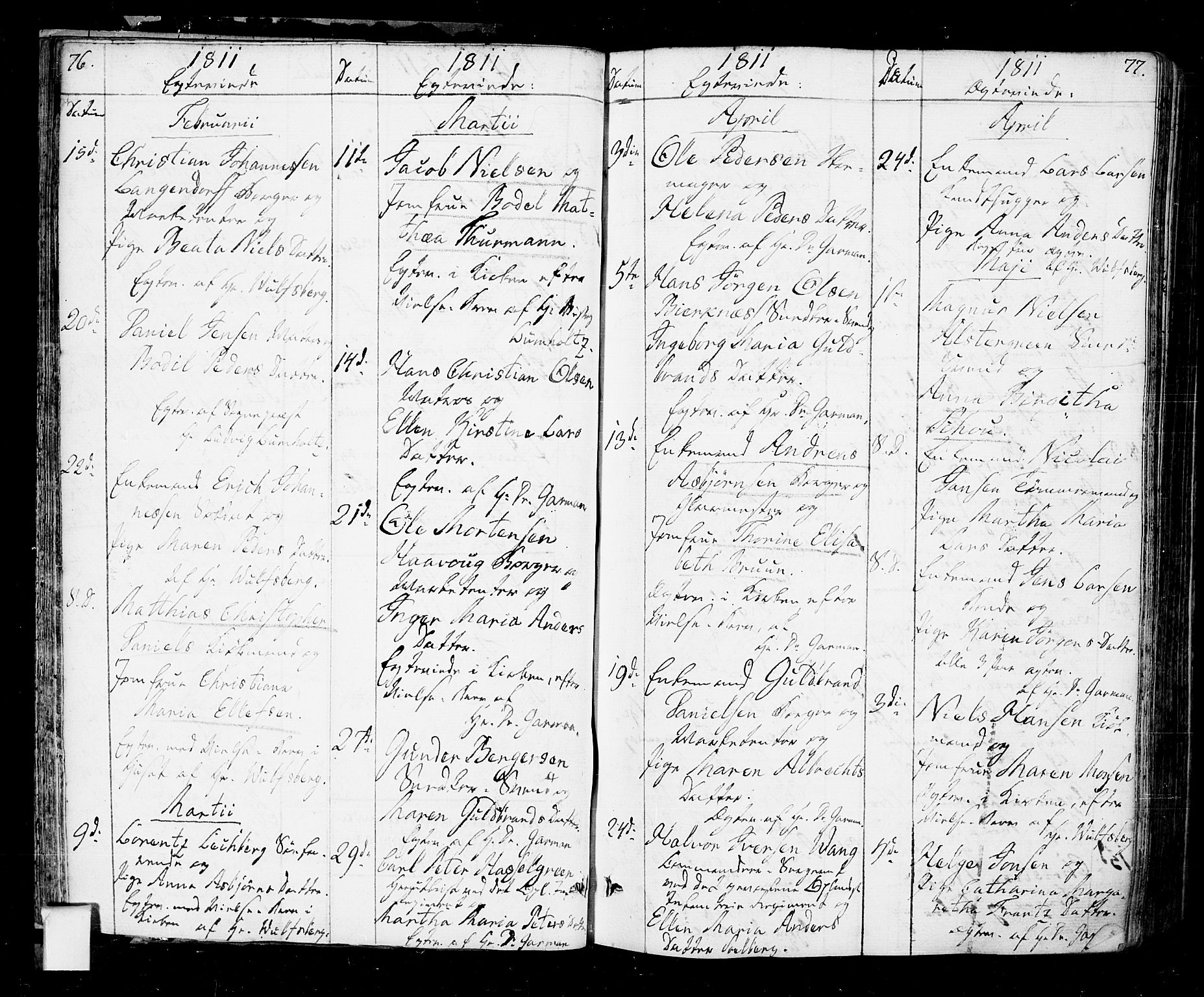 Oslo domkirke Kirkebøker, SAO/A-10752/F/Fa/L0006: Parish register (official) no. 6, 1807-1817, p. 76-77