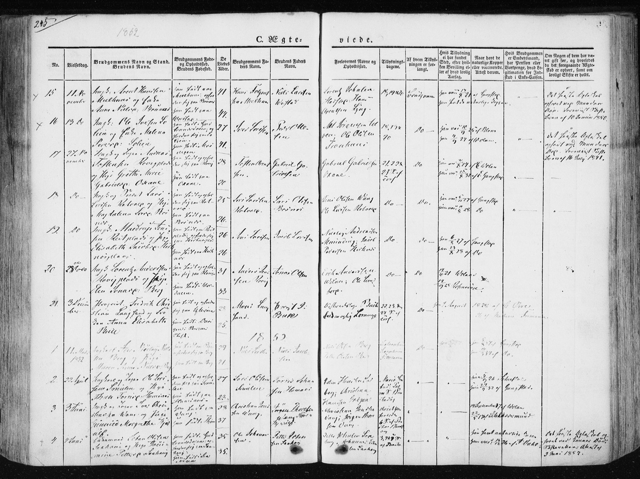 Ministerialprotokoller, klokkerbøker og fødselsregistre - Nord-Trøndelag, SAT/A-1458/730/L0280: Parish register (official) no. 730A07 /1, 1840-1854, p. 245