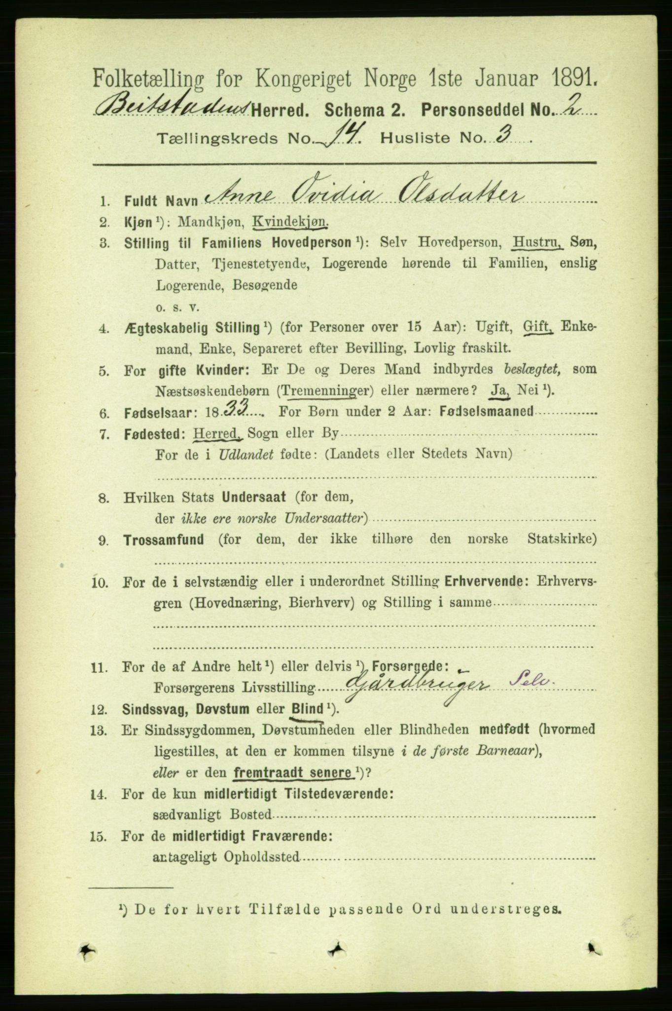 RA, 1891 census for 1727 Beitstad, 1891, p. 3861