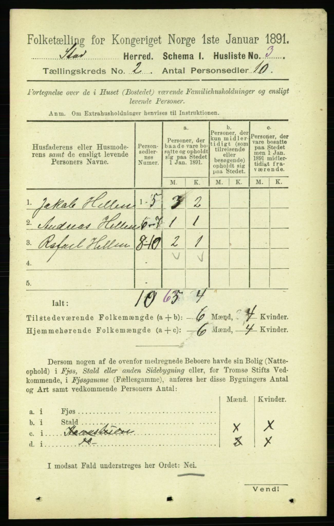 RA, 1891 census for 1734 Stod, 1891, p. 598