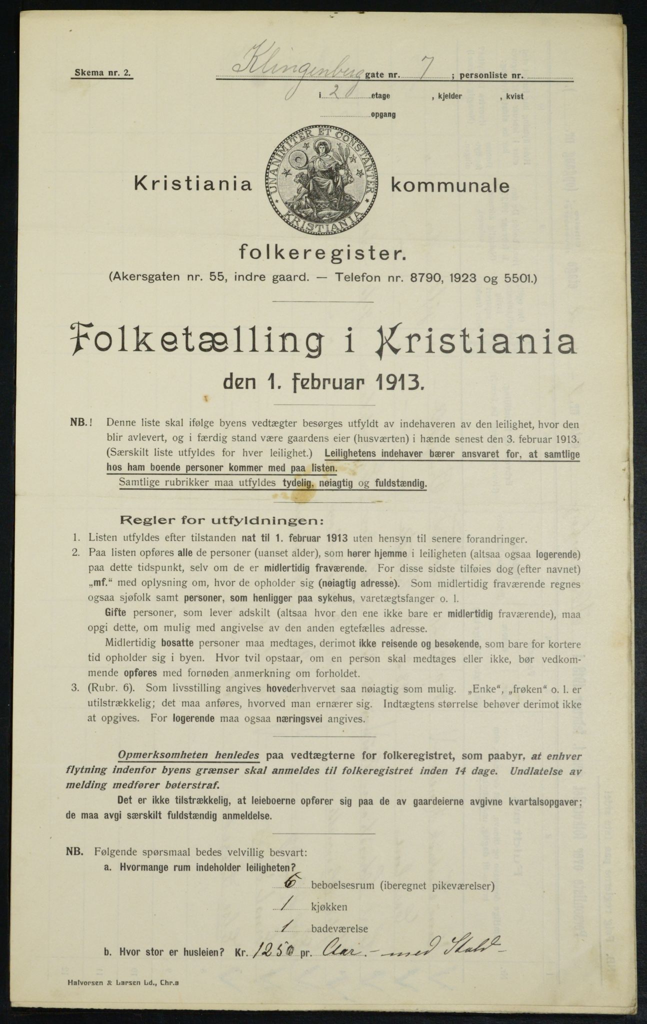 OBA, Municipal Census 1913 for Kristiania, 1913, p. 51587