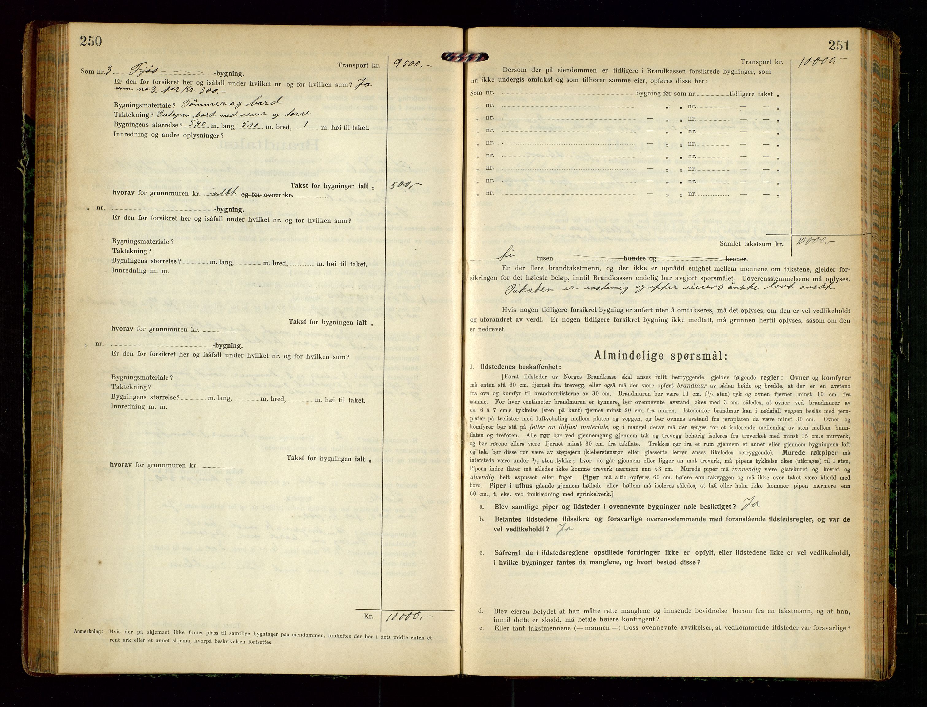 Sokndal lensmannskontor, SAST/A-100417/Gob/L0005: "Brandtakst-Protokol", 1920-1924, p. 250-251