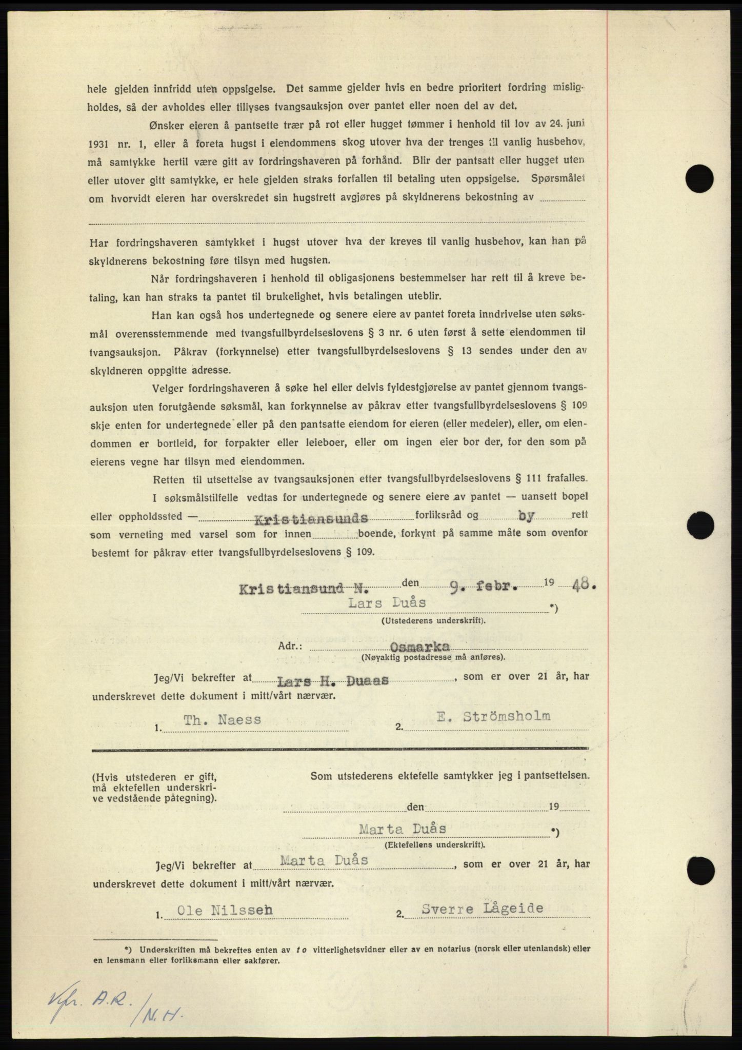 Nordmøre sorenskriveri, AV/SAT-A-4132/1/2/2Ca: Mortgage book no. B98, 1948-1948, Diary no: : 327/1948