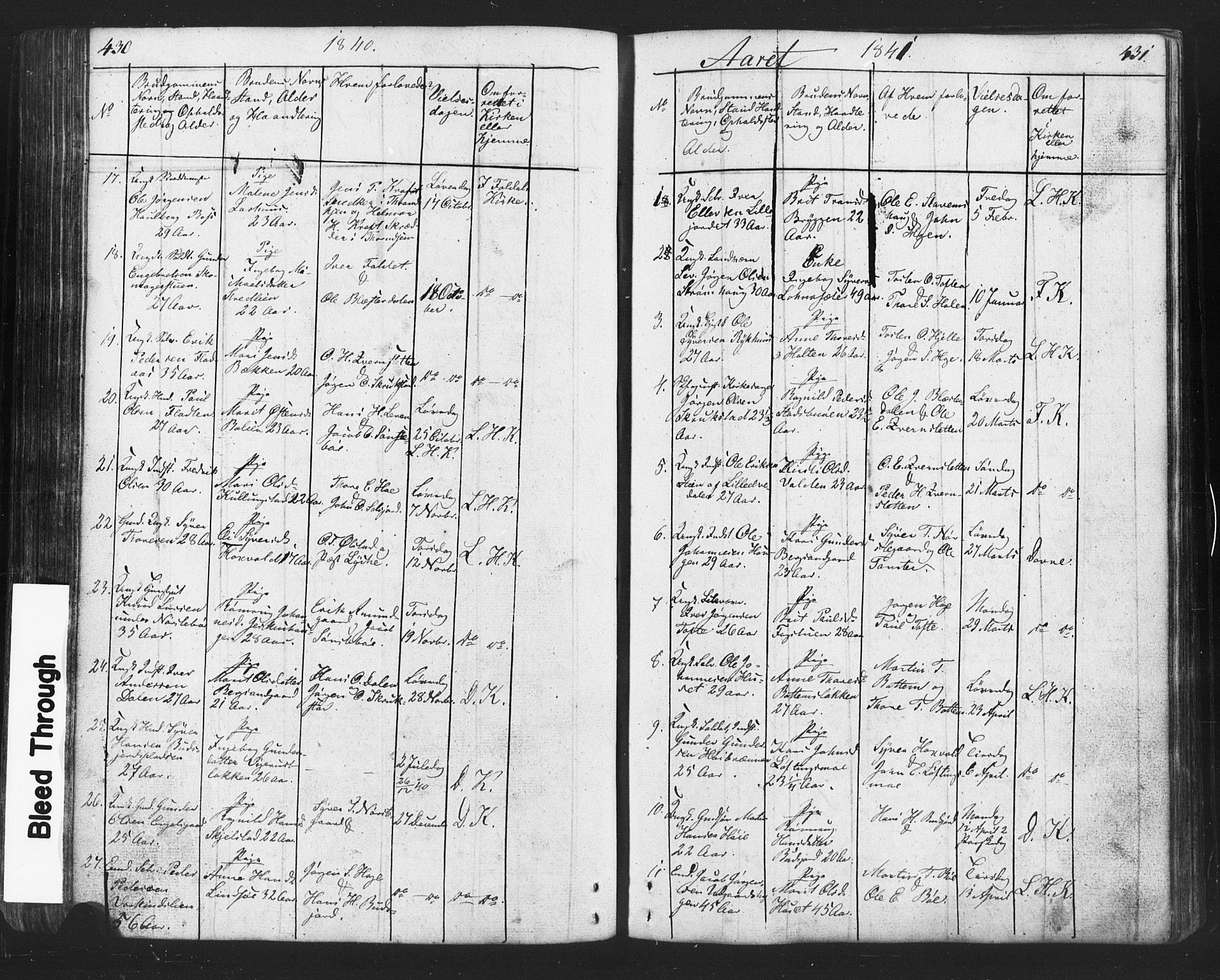 Lesja prestekontor, SAH/PREST-068/H/Ha/Hab/L0002: Parish register (copy) no. 2, 1832-1850, p. 430-431