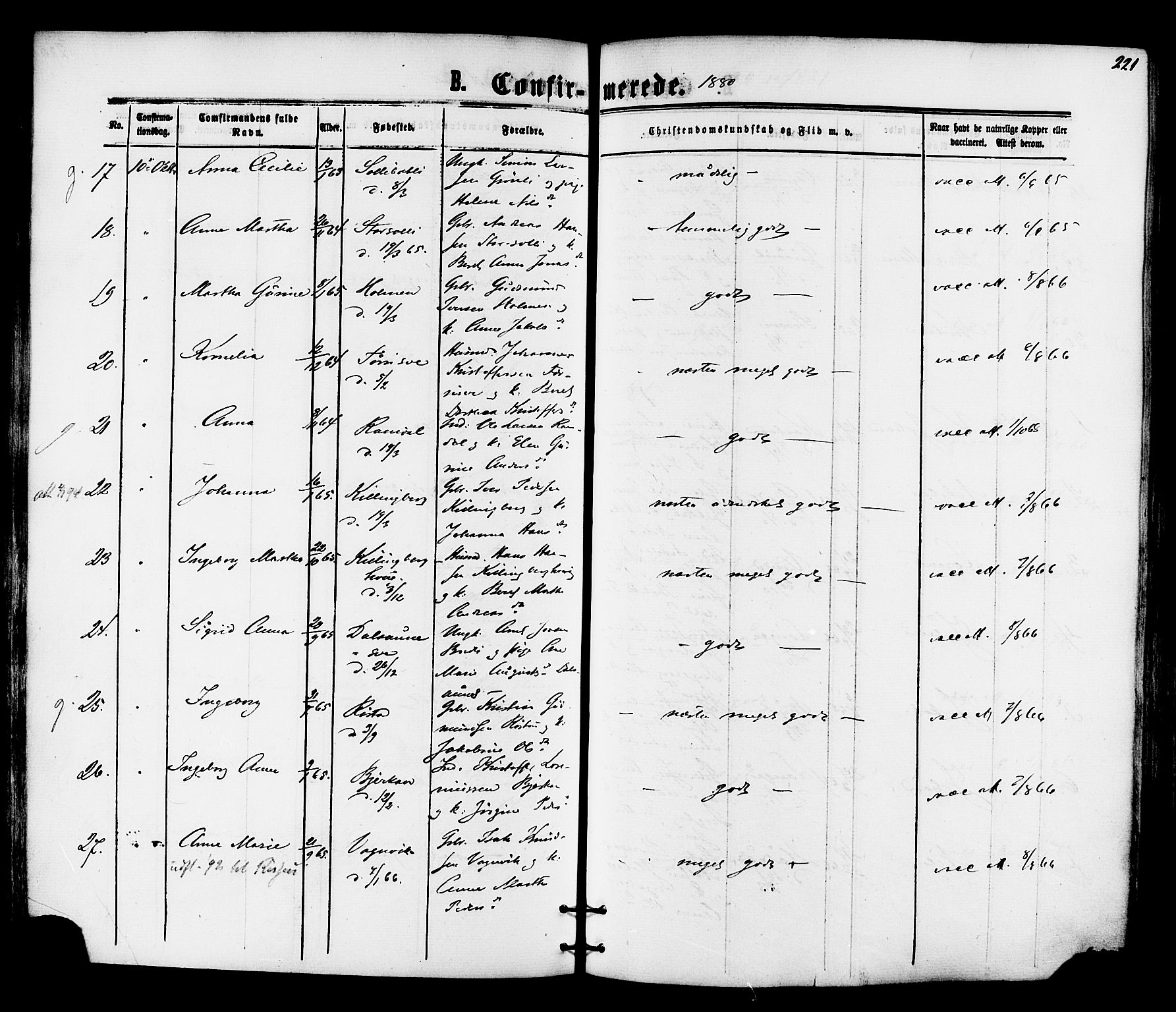 Ministerialprotokoller, klokkerbøker og fødselsregistre - Nord-Trøndelag, SAT/A-1458/701/L0009: Parish register (official) no. 701A09 /1, 1864-1882, p. 221