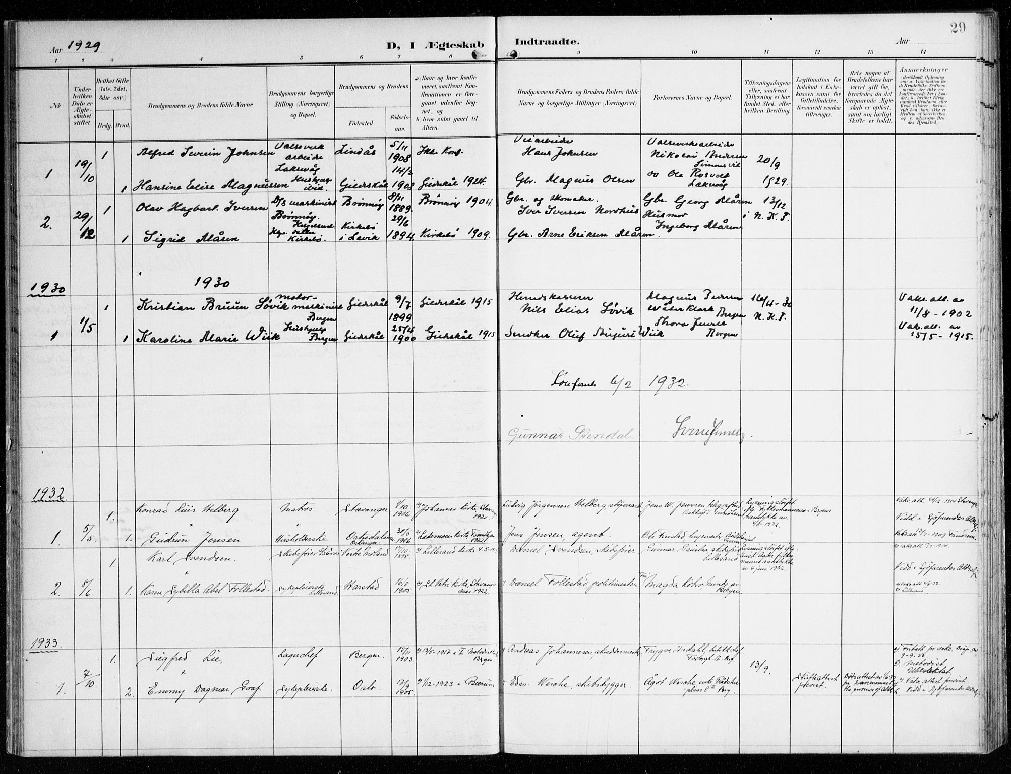 St. Jørgens hospital og Årstad sokneprestembete, AV/SAB-A-99934: Parish register (official) no. A 14, 1902-1935, p. 29