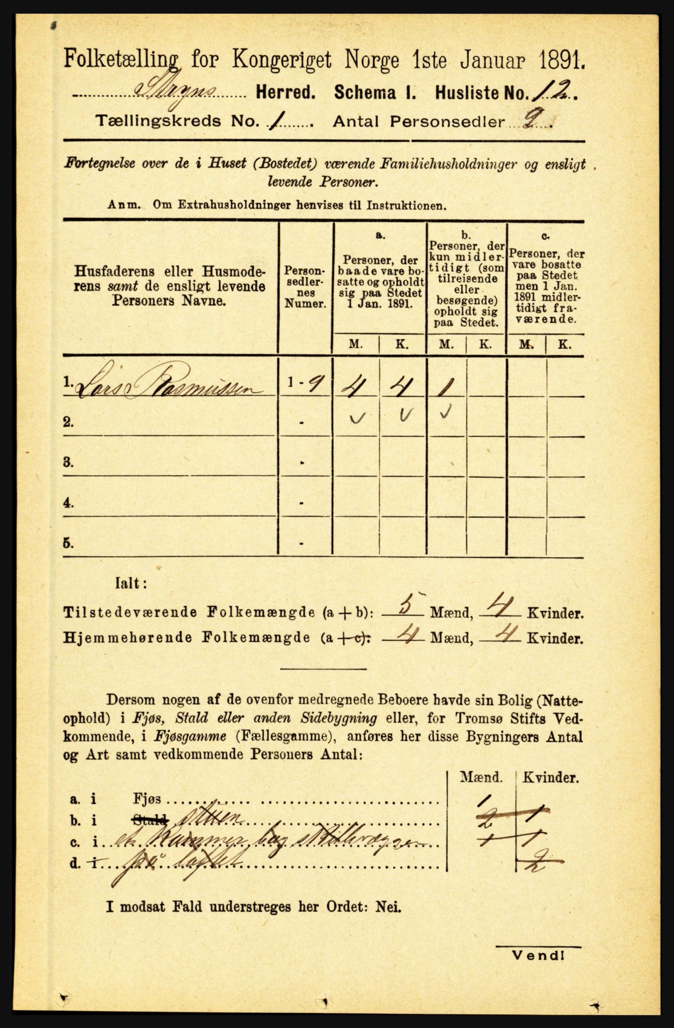 RA, 1891 census for 1448 Stryn, 1891, p. 40