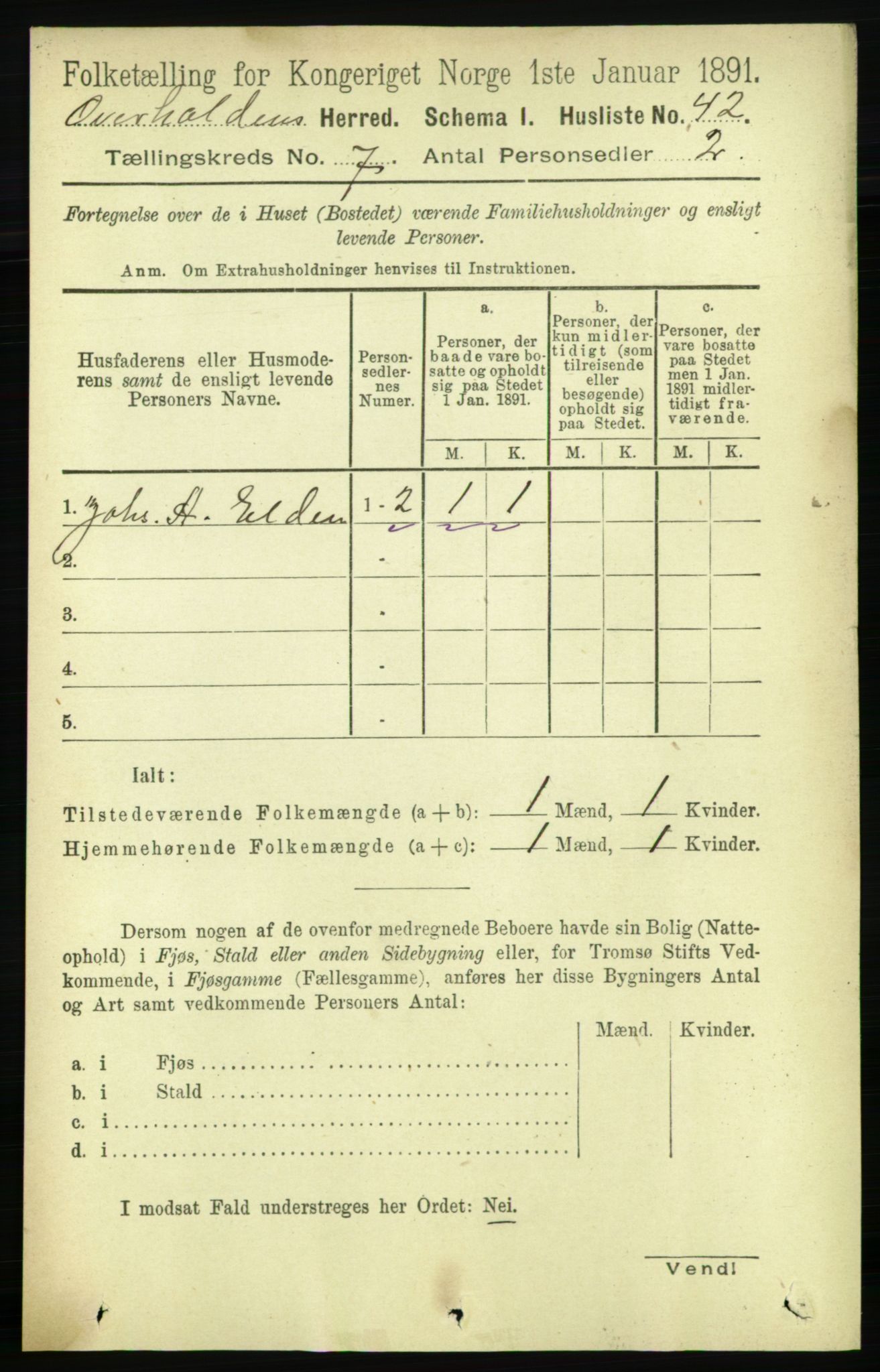 RA, 1891 census for 1744 Overhalla, 1891, p. 2630