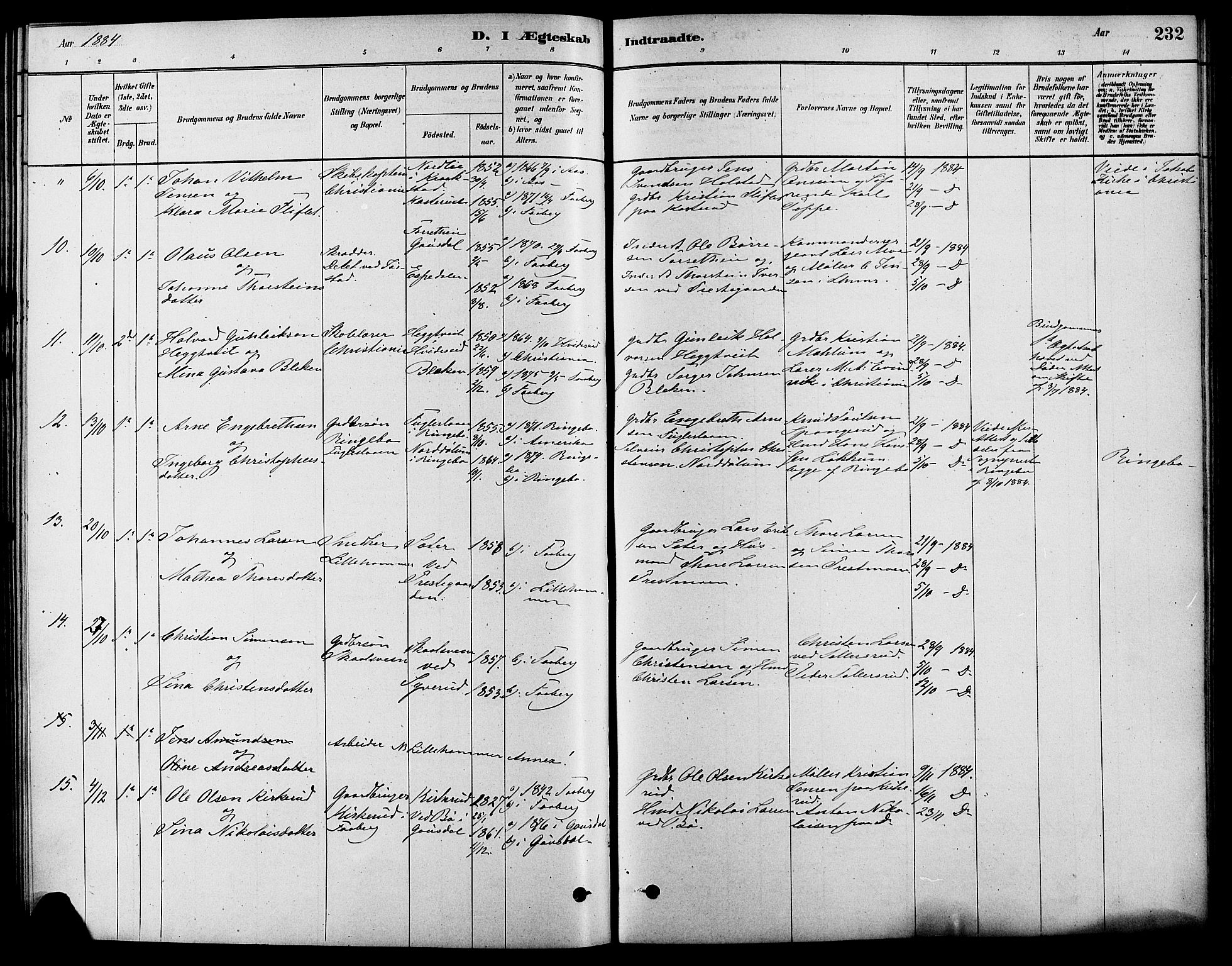 Fåberg prestekontor, SAH/PREST-086/H/Ha/Haa/L0008: Parish register (official) no. 8, 1879-1898, p. 232