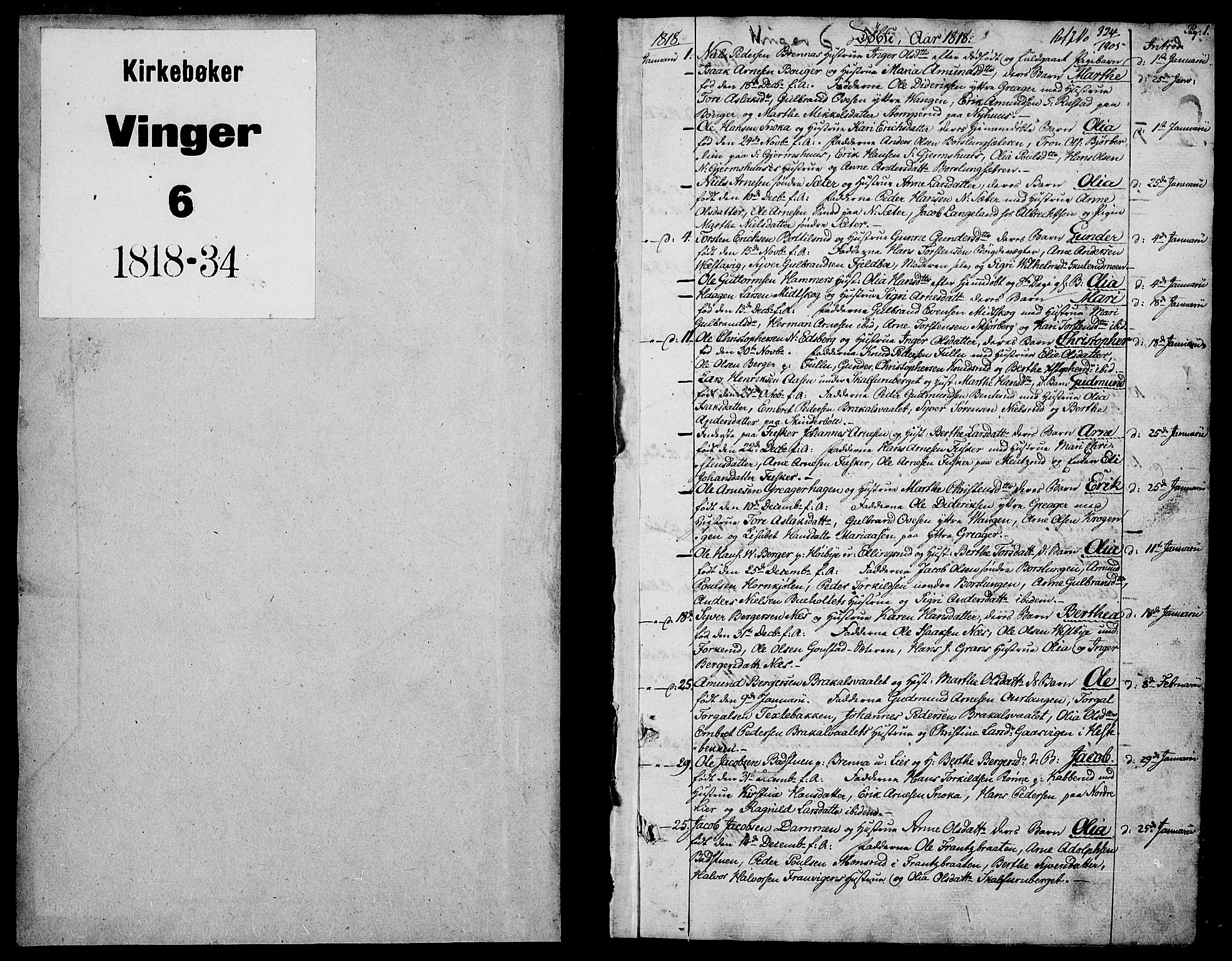 Vinger prestekontor, AV/SAH-PREST-024/H/Ha/Hab/L0002: Parish register (copy) no. 2, 1818-1834