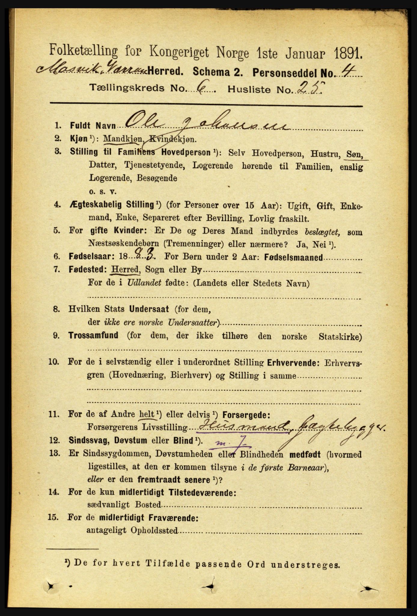 RA, 1891 census for 1723 Mosvik og Verran, 1891, p. 2646
