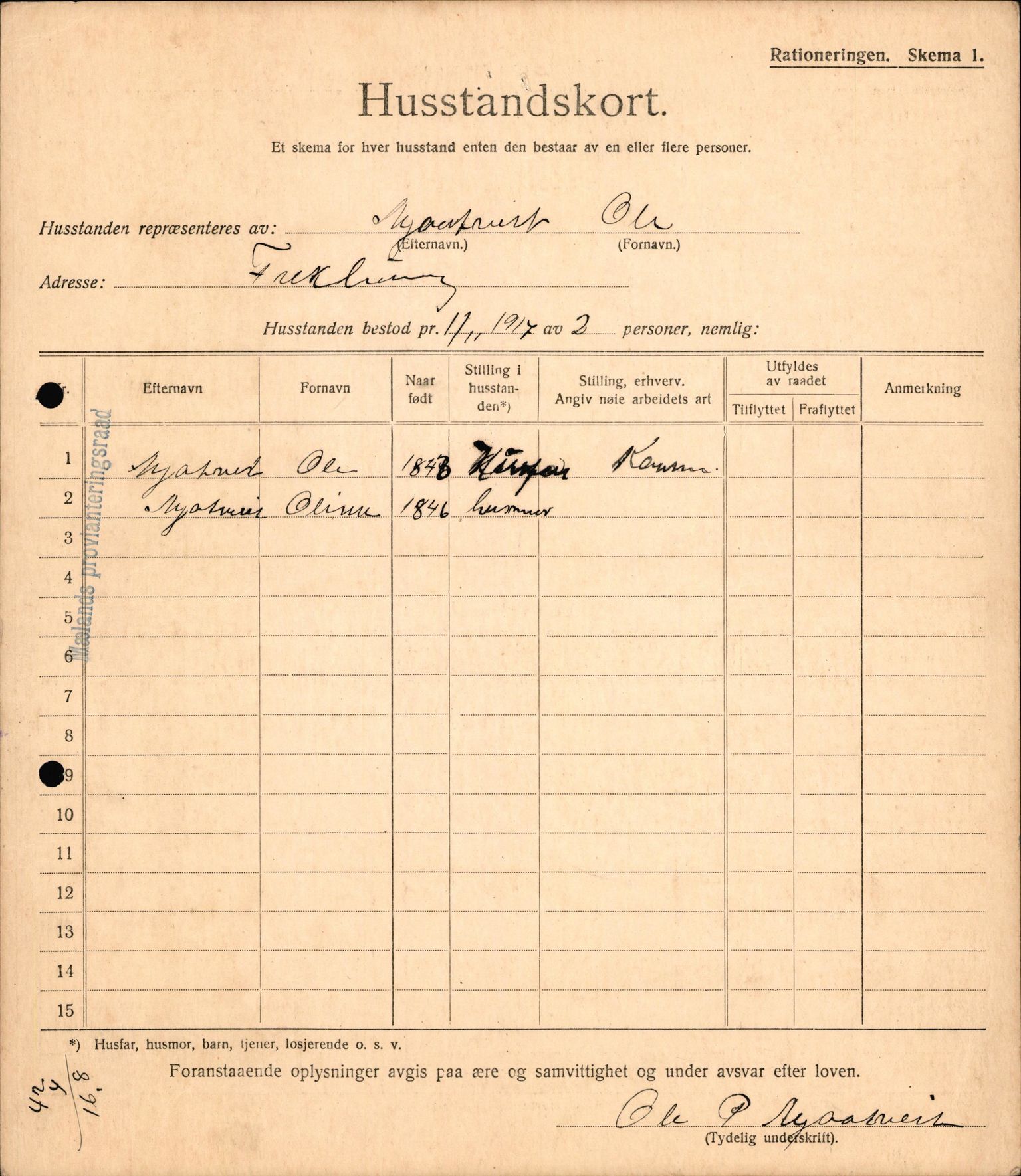 IKAH, Meland kommune, Provianteringsrådet, Husstander per 01.11.1917, 1917-1918, p. 245