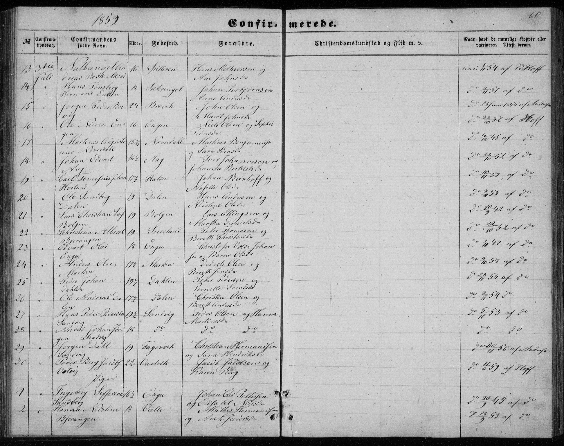 Ministerialprotokoller, klokkerbøker og fødselsregistre - Nordland, SAT/A-1459/843/L0633: Parish register (copy) no. 843C02, 1853-1873, p. 60